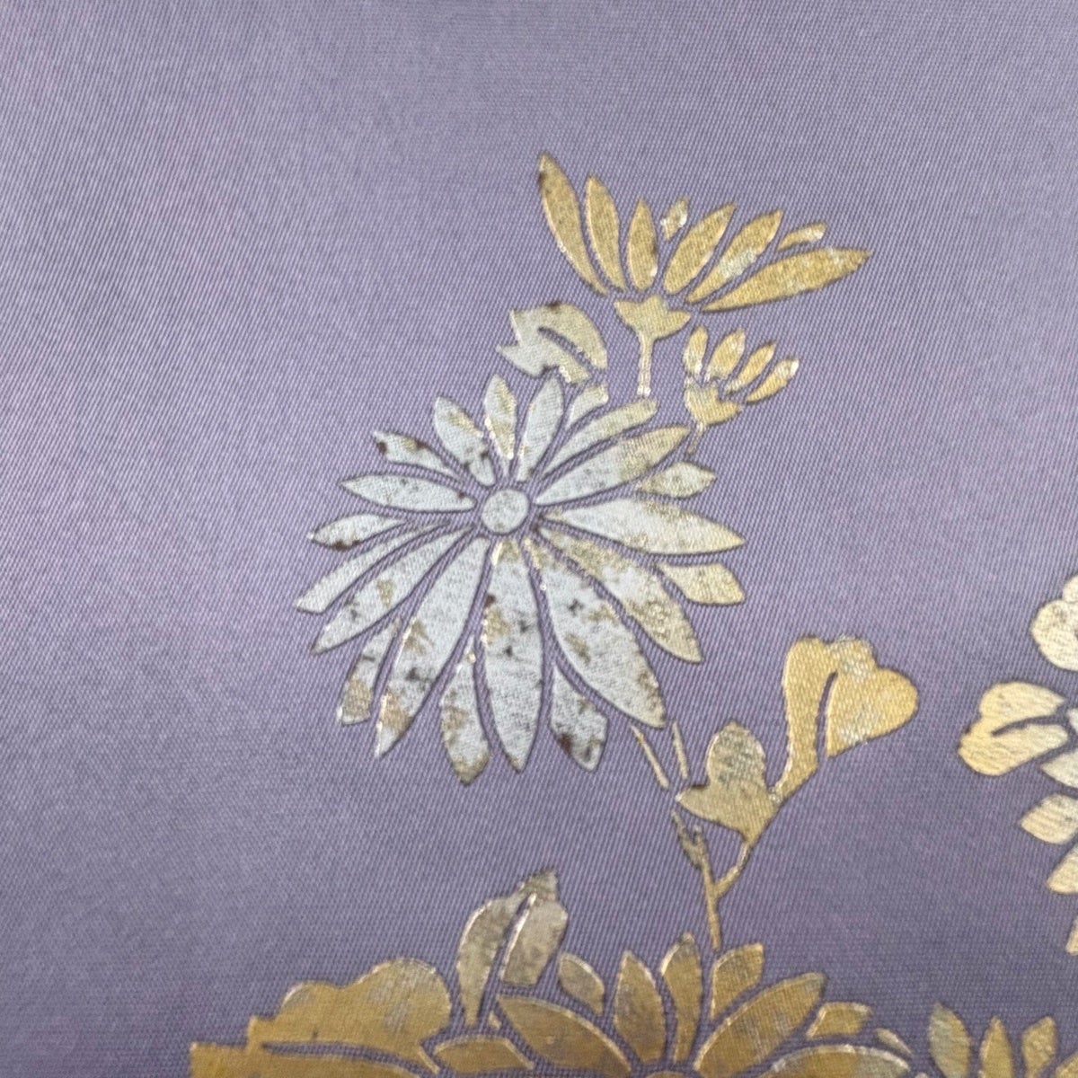 名古屋帯 名品 落款あり 草花 金銀彩 紫 正絹｜中古・古着・リサイクル