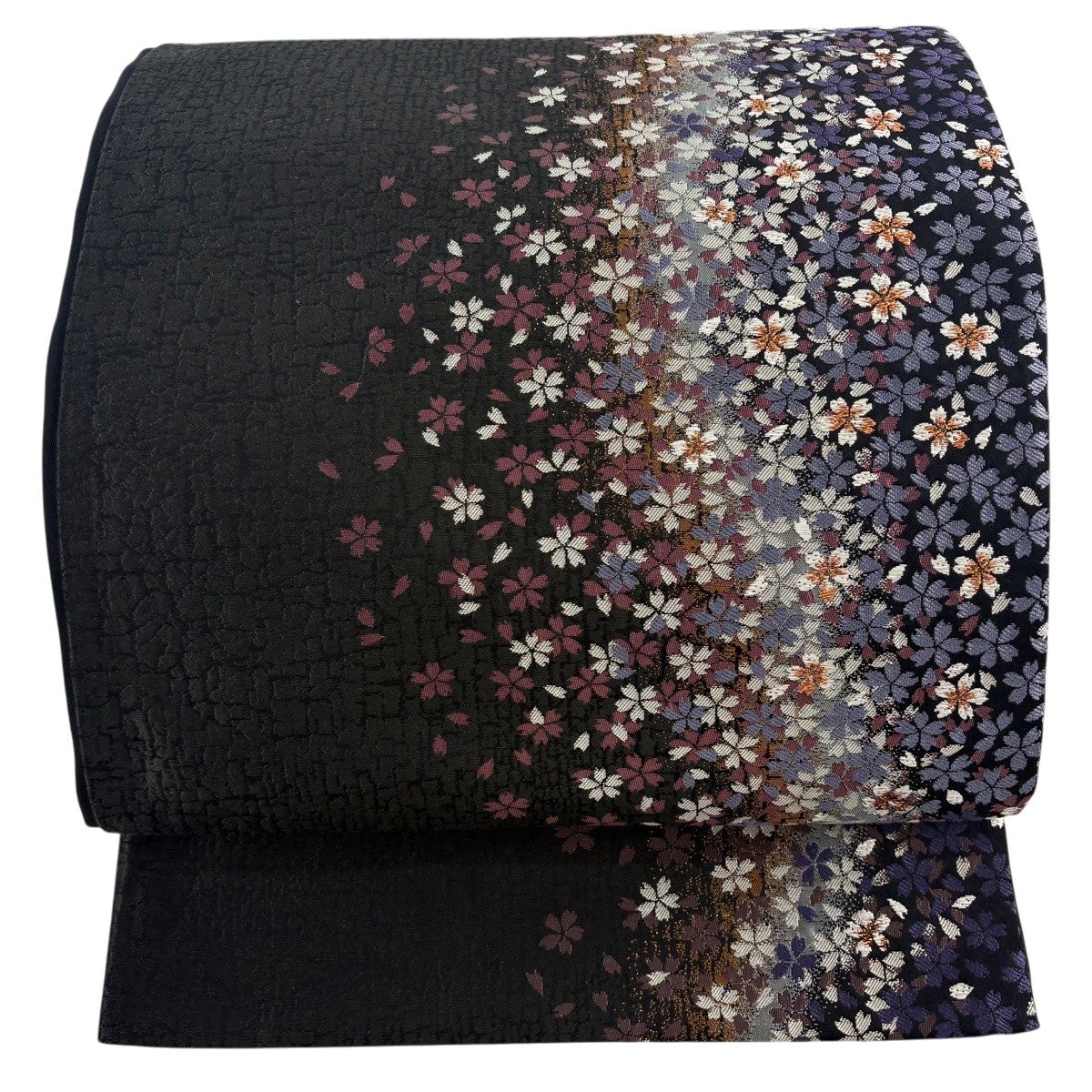 美品】 袋帯 名品 桜 花びら 箔 茶緑色 六通 正絹｜中古・古着