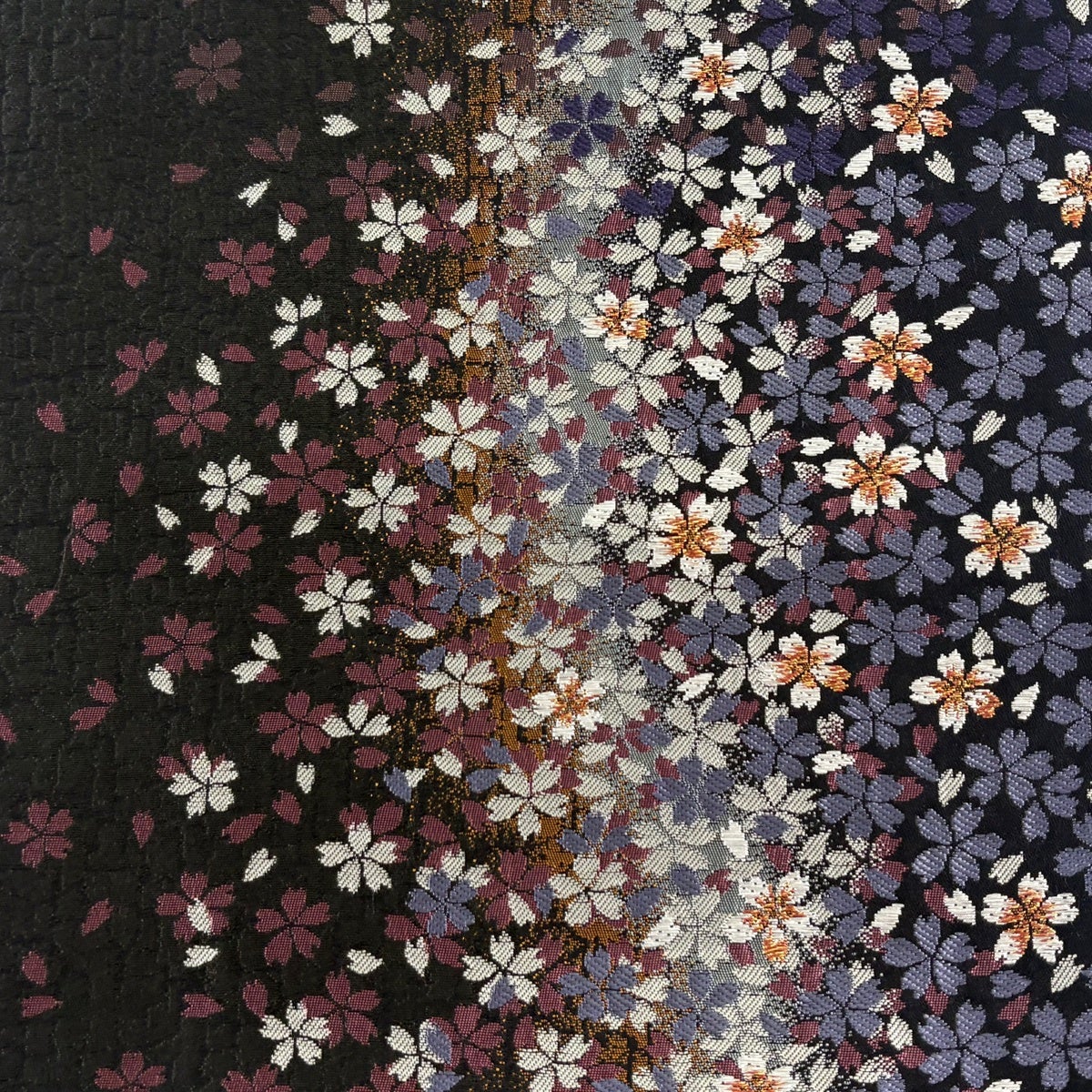 美品】 袋帯 名品 桜 花びら 箔 茶緑色 六通 正絹｜中古・古着