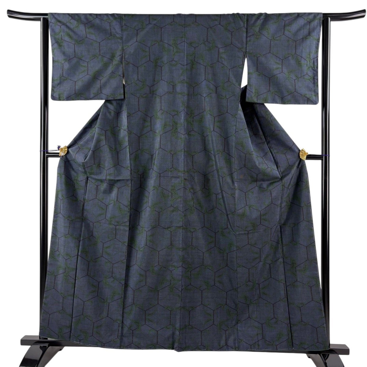 KS19 大島紬 本場大島 着物 紺色 美品 激安 匿名配送 身丈167 トール 本場大島紬 証紙付き レディース 正絹 紺 花唐草 身丈161cm 裄丈64.5cm
