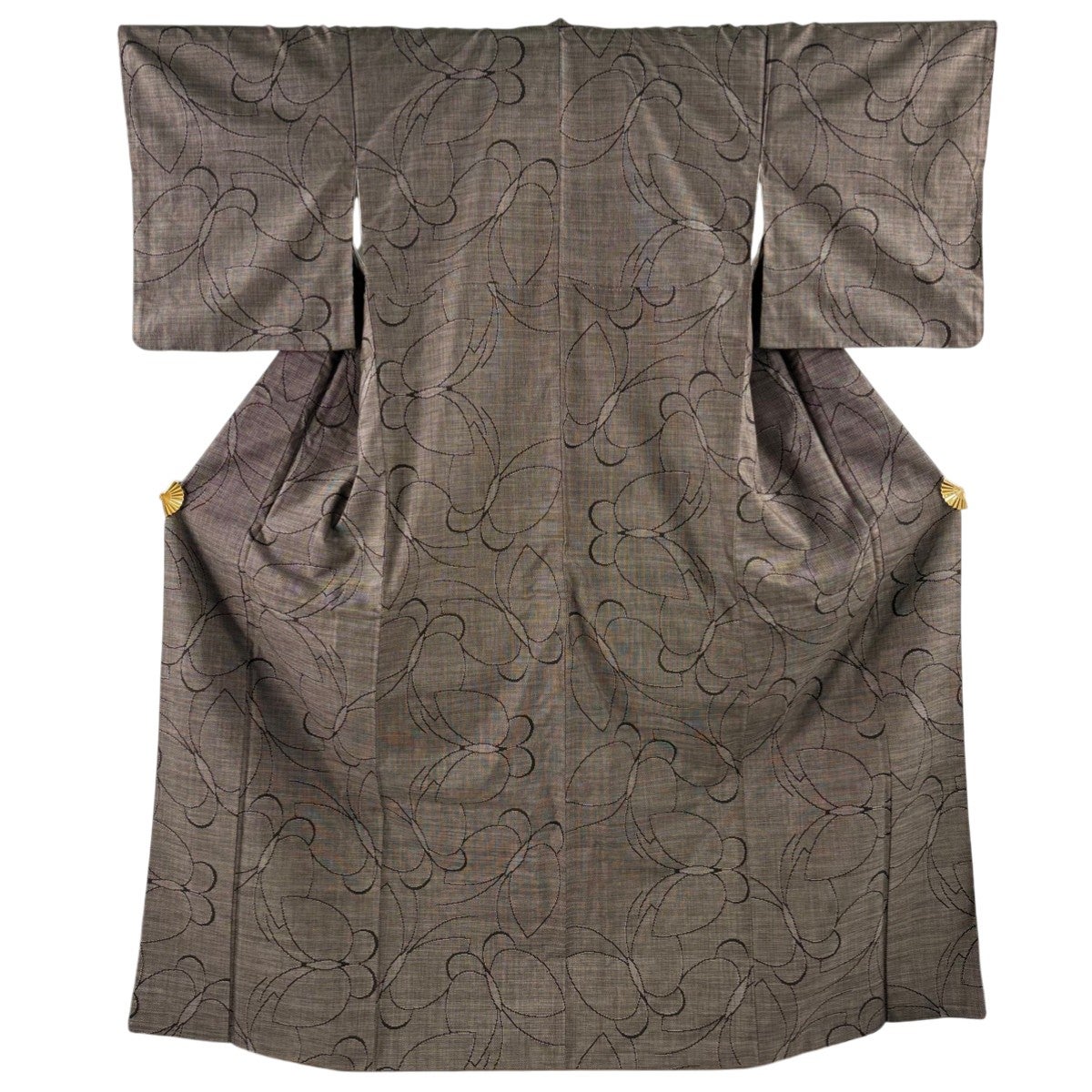 美品】 紬 身丈169.5cm 裄丈67.5cm L 袷 ますいわ屋 ベージュ 正絹