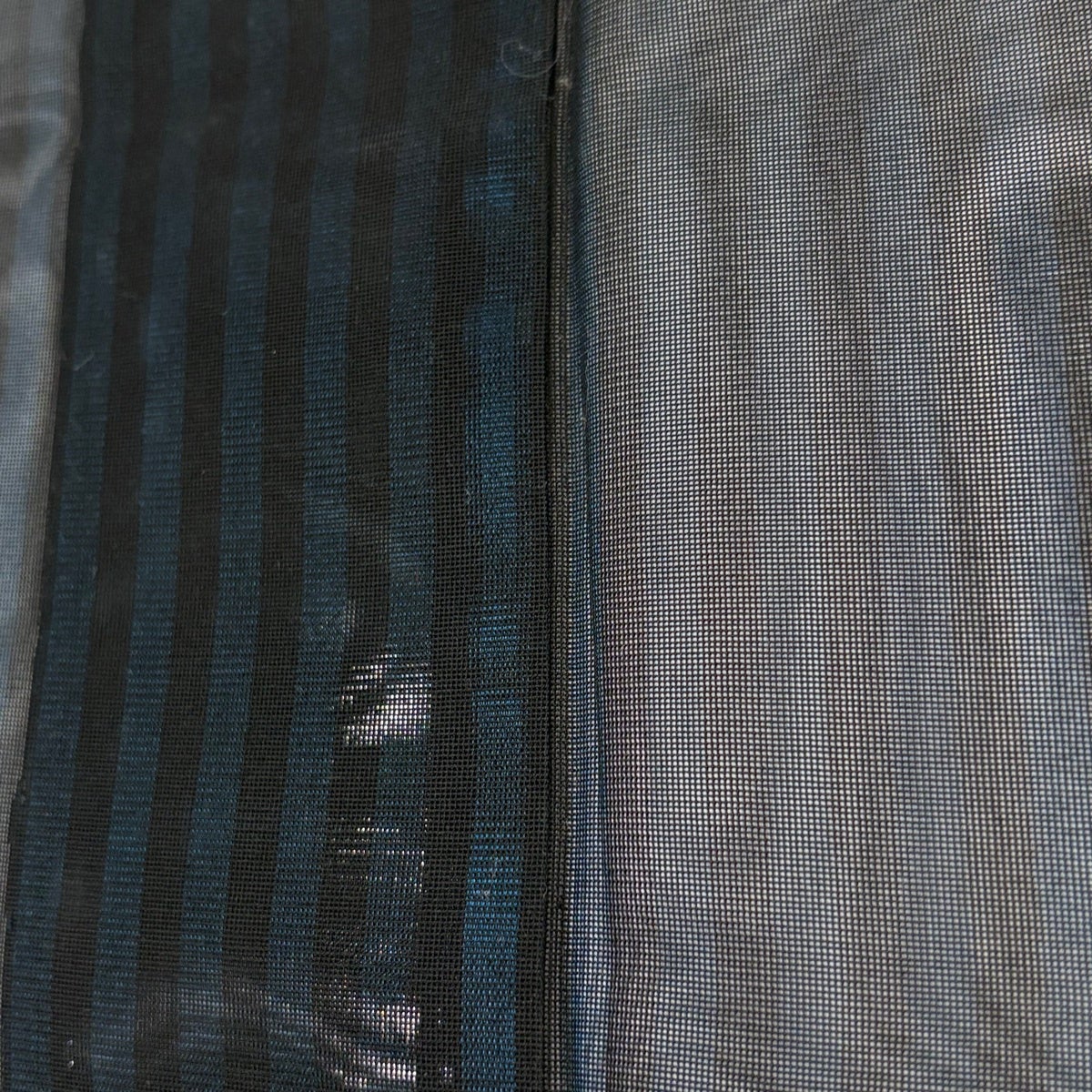 小紋 身丈162cm 裄丈65.5cm M 薄物 紗 縦縞 黒 正絹 秀品｜中古・古着