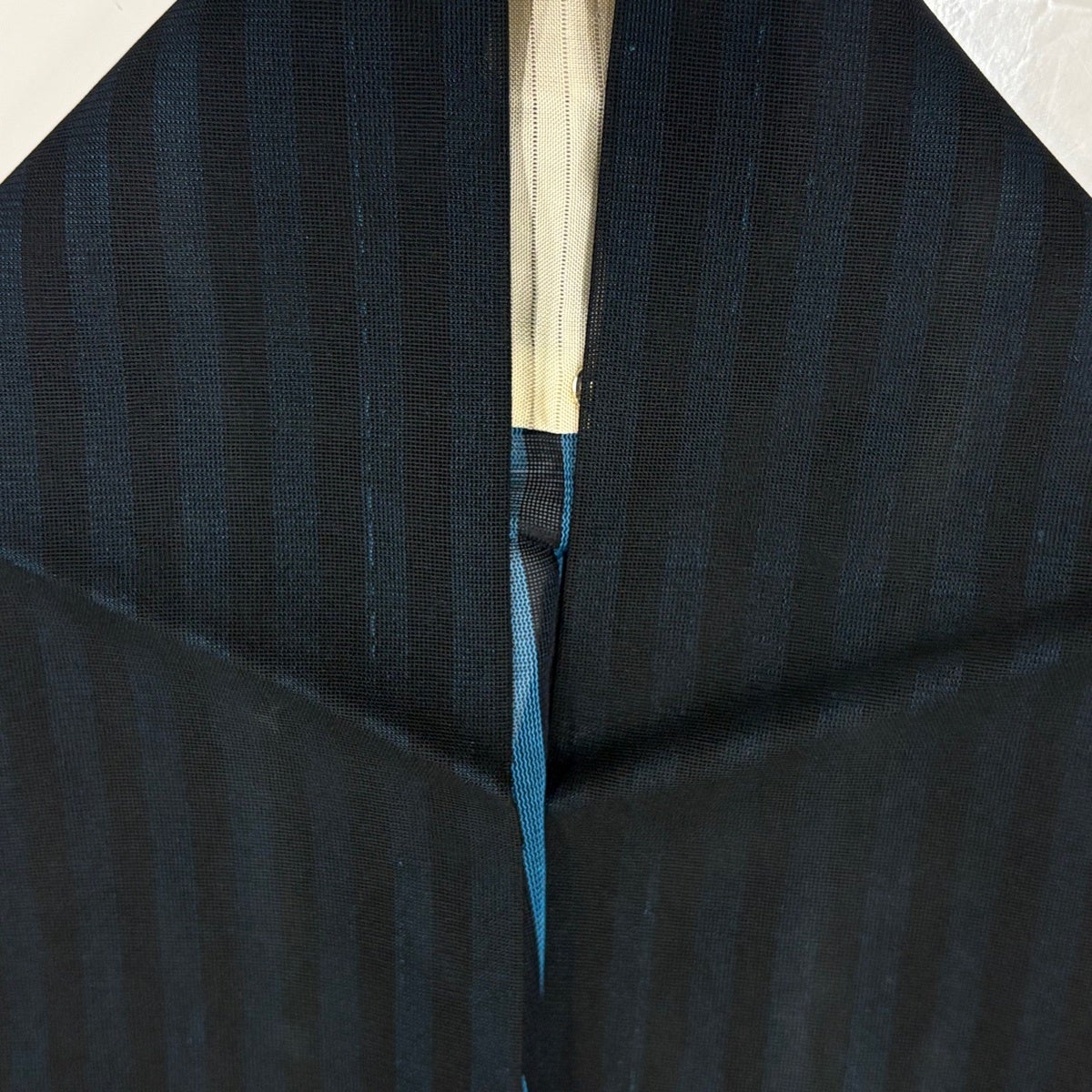 小紋 身丈162cm 裄丈65.5cm M 薄物 紗 縦縞 黒 正絹 秀品｜中古・古着