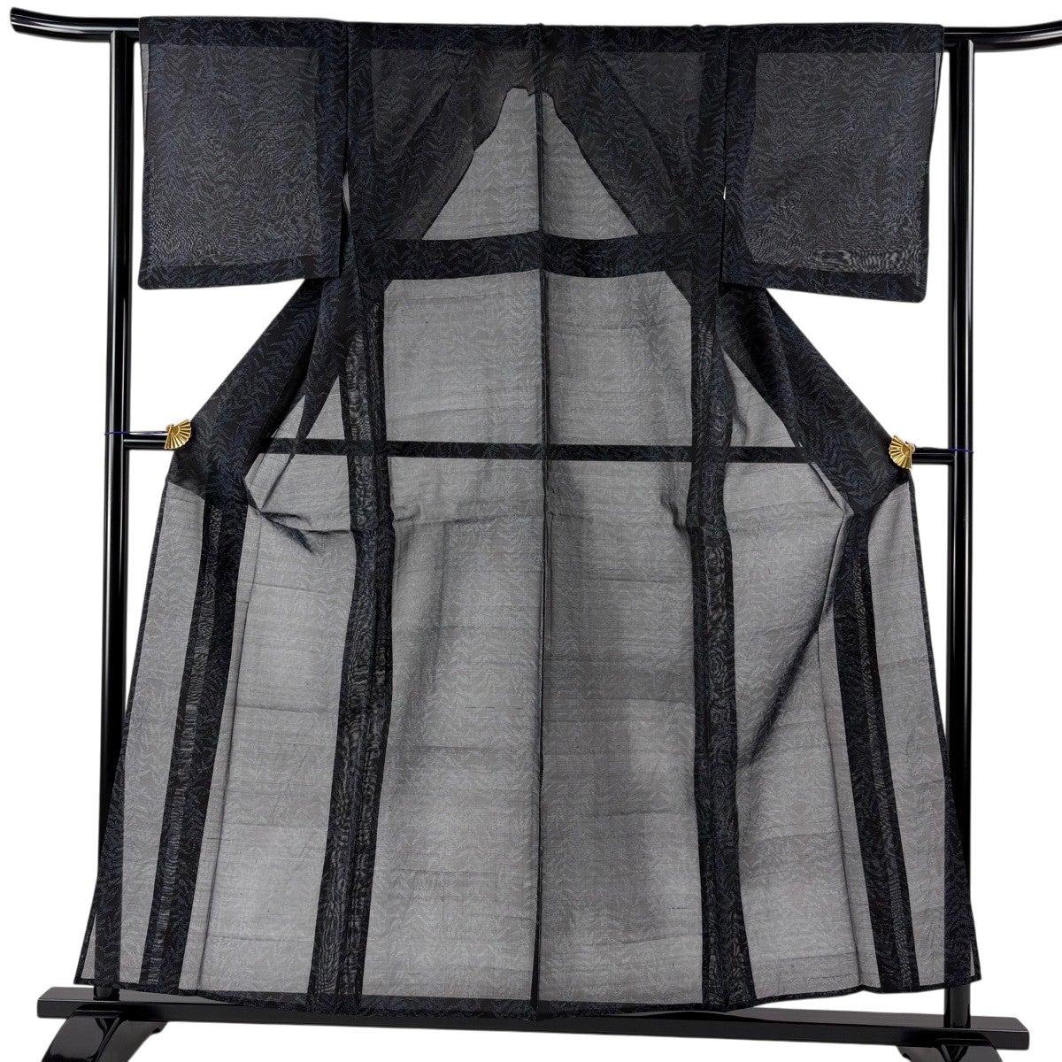 紬 身丈156cm 裄丈64cm M 薄物 夏紬 幾何学 黒 正絹 秀品｜中古・古着