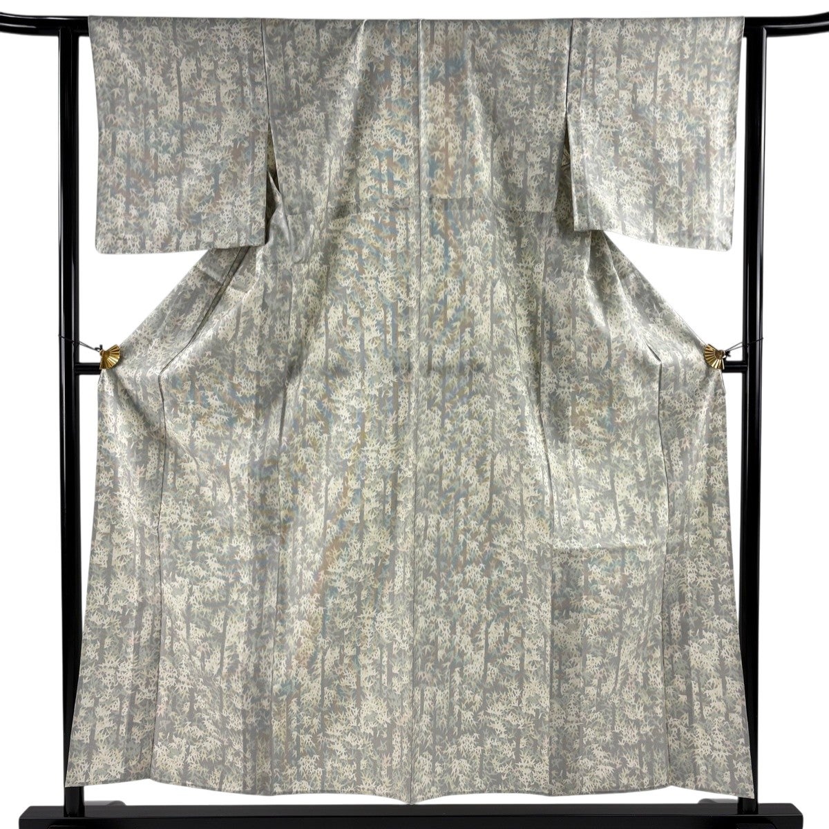 紬 身丈159cm 裄丈62.5cm S 袷 縞 茶色 正絹 秀品 中古 在庫