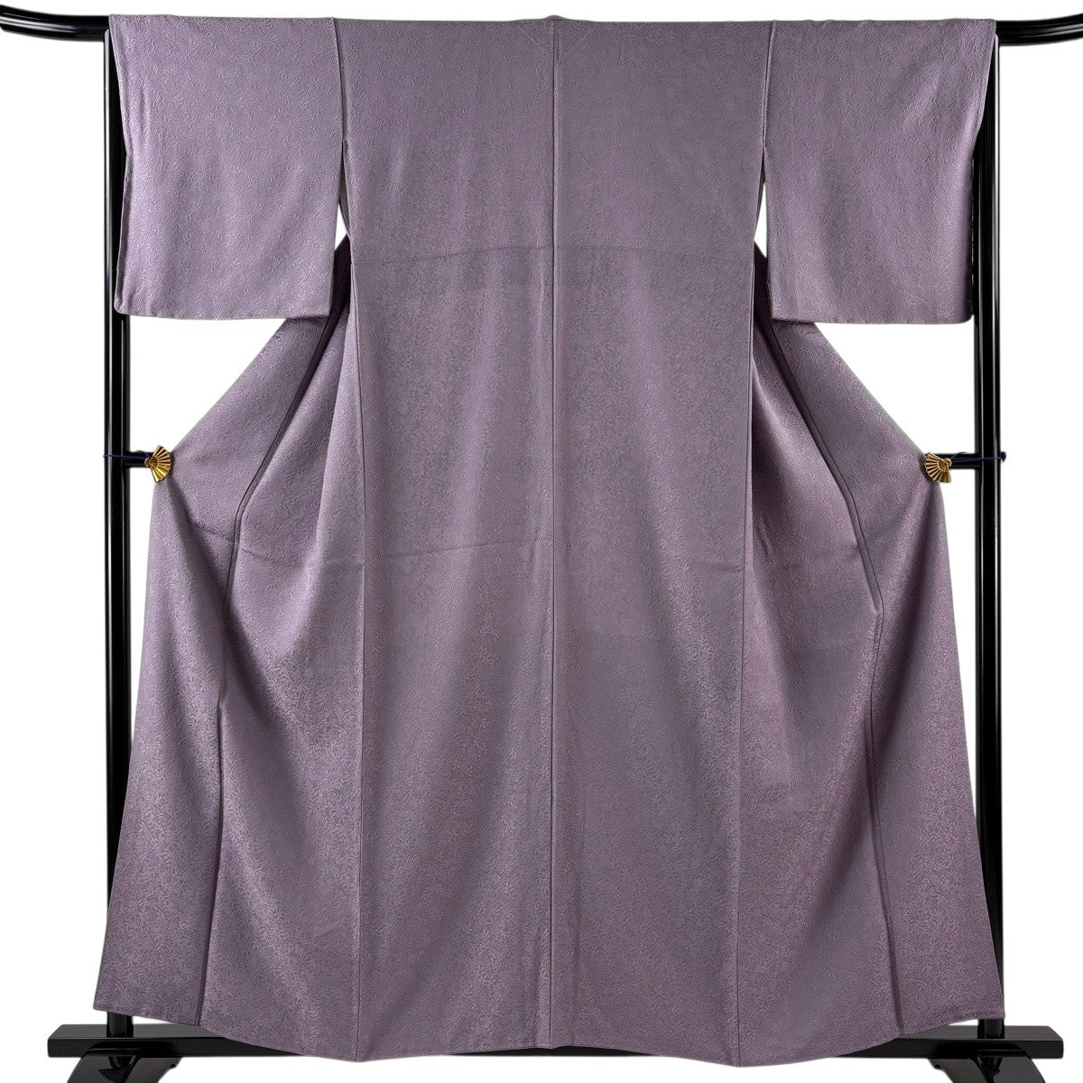 美品】 色無地 身丈168cm 裄丈67.5cm L 袷 地紋 深緑 正絹 名品 一つ紋