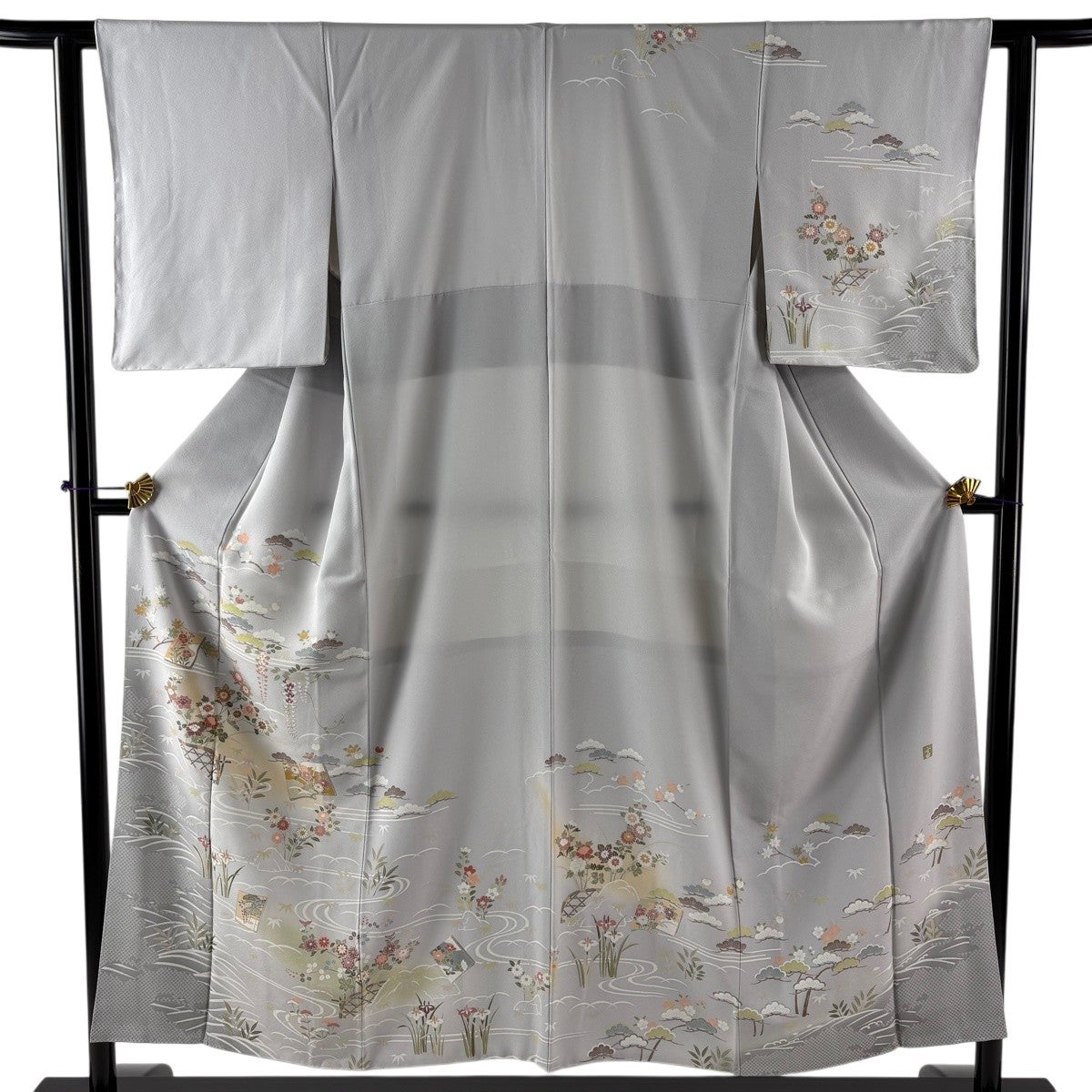 訪問着 身丈152cm 裄丈60.5cm S 袷 落款あり 松竹梅 冊子 金彩 ぼかし