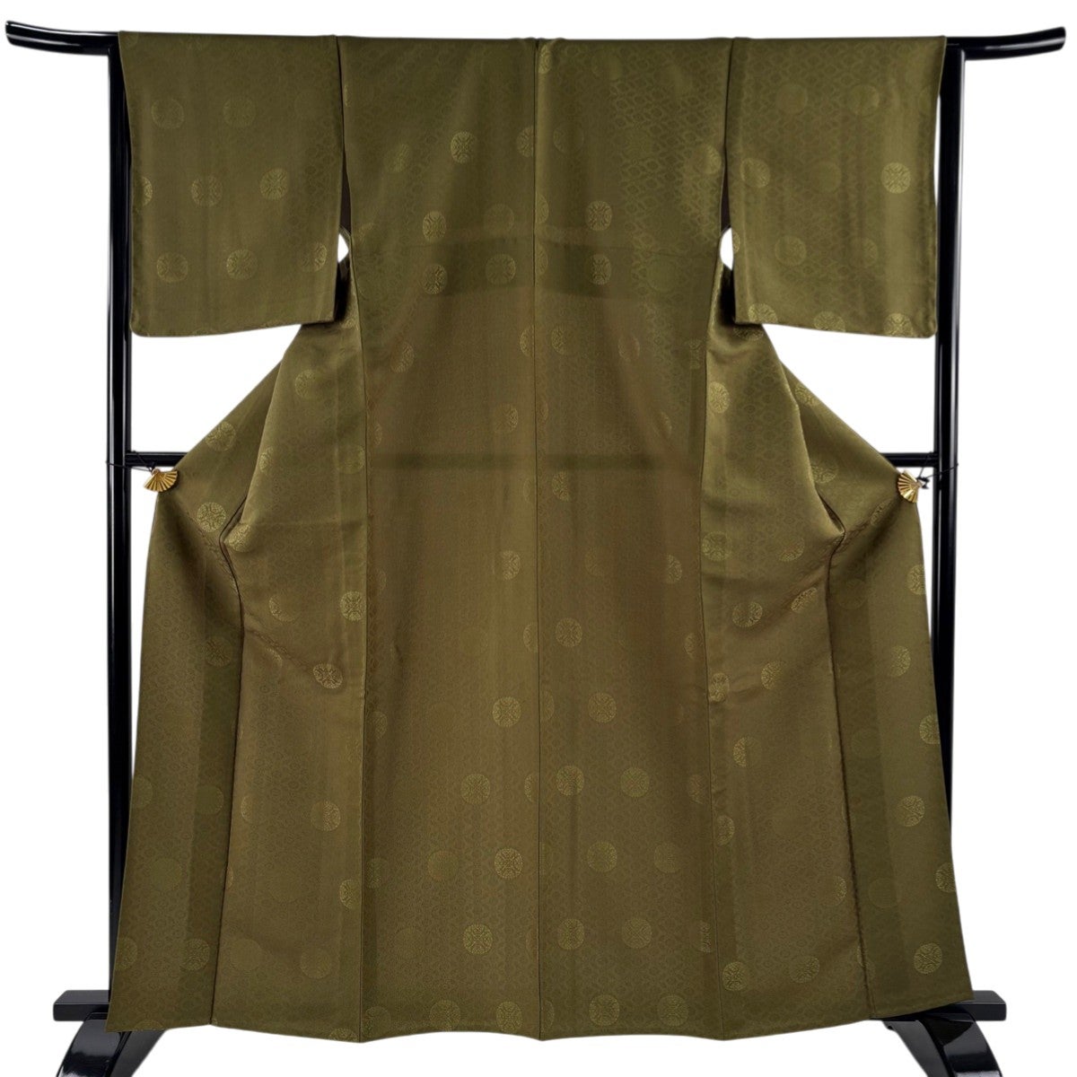 お召 身丈165cm 裄丈67.5cm L 袷 幾何学 灰色 正絹 逸品｜中古・古着