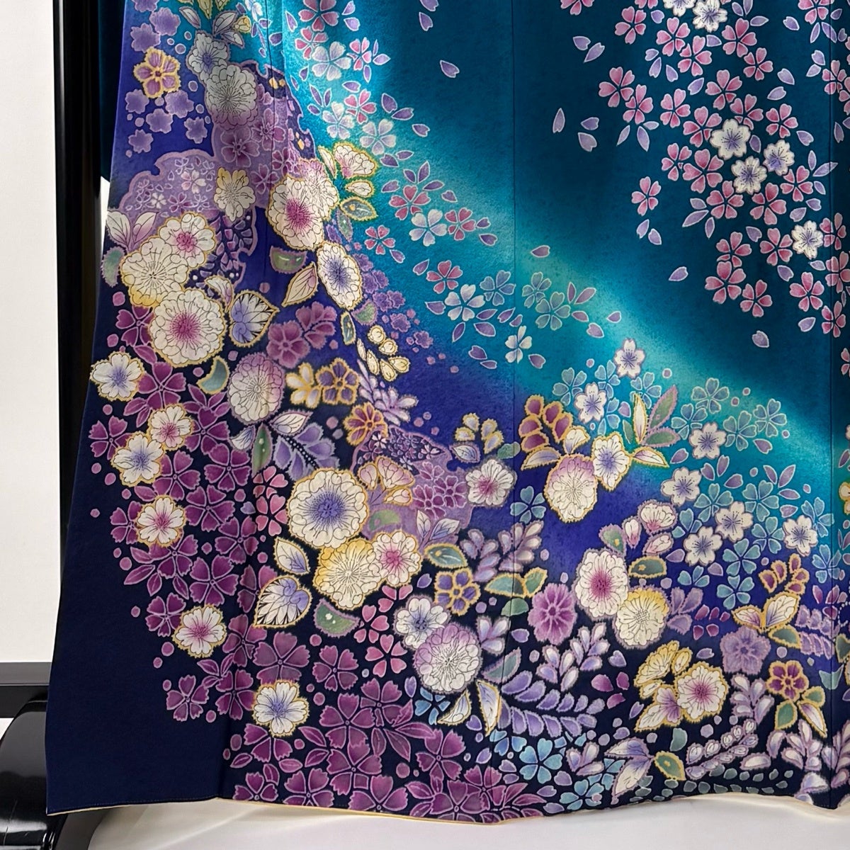 美品】 振袖 身丈167cm 裄丈69.5cm L 袷 袋帯フルセット 雪輪 草花