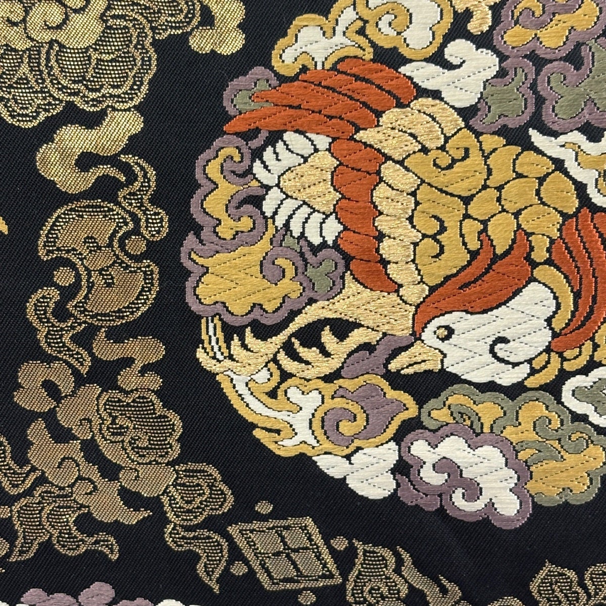 袋帯 名品 鳳凰 龍 箔 金糸 黒 六通 正絹｜中古・古着・リサイクル着物