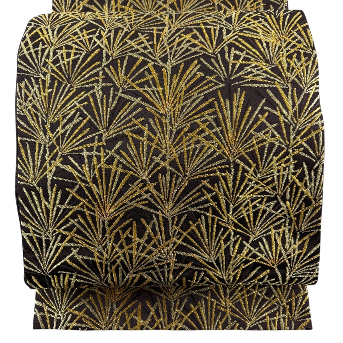 美品】 袋帯 名品 落款あり 高野槇 若松 金糸 濃紫 全通 正絹｜中古