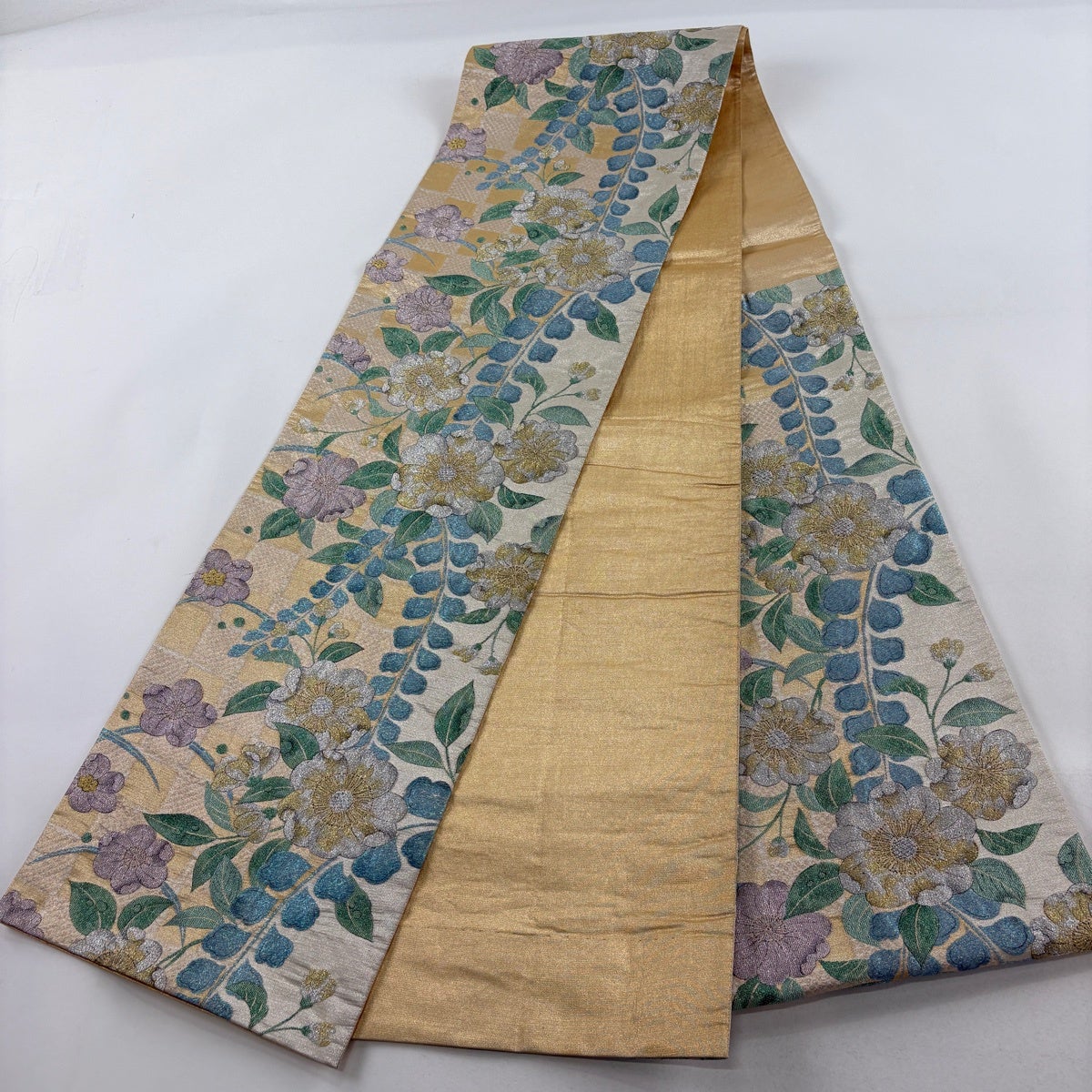 袋帯 名品 辻が花柄 市松 箔 金色 六通 正絹｜中古・古着・リサイクル