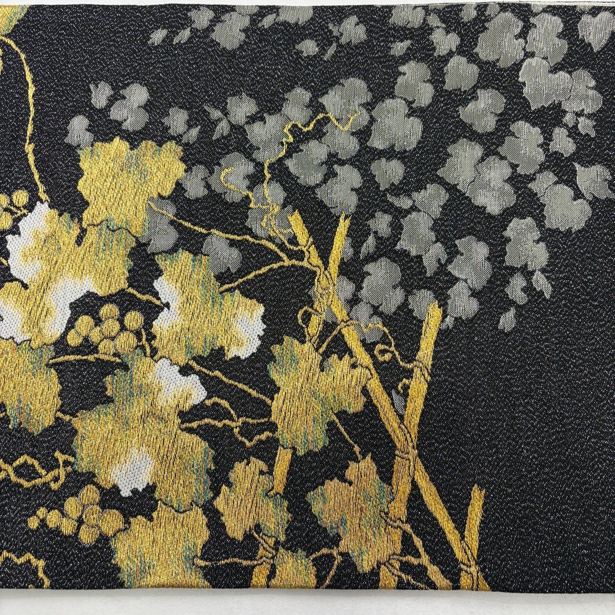 美品】 袋帯 名品 葡萄 金糸 箔 墨色 六通 正絹｜中古・古着