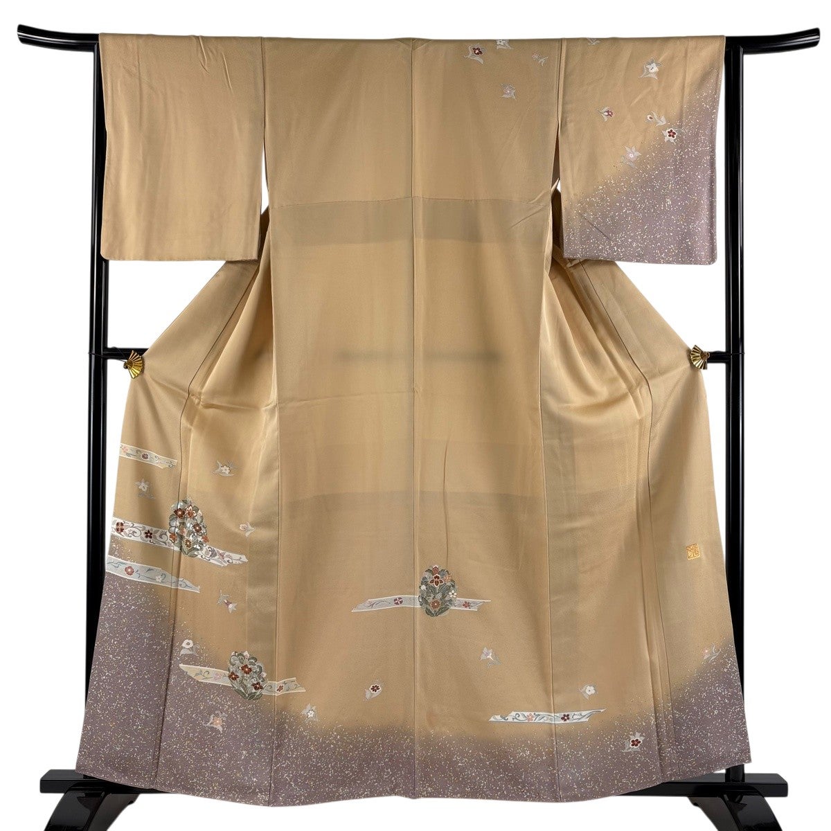 美品】 付下げ 身丈159cm 裄丈64.5cm M 袷 堀省平 落款あり 草花 花