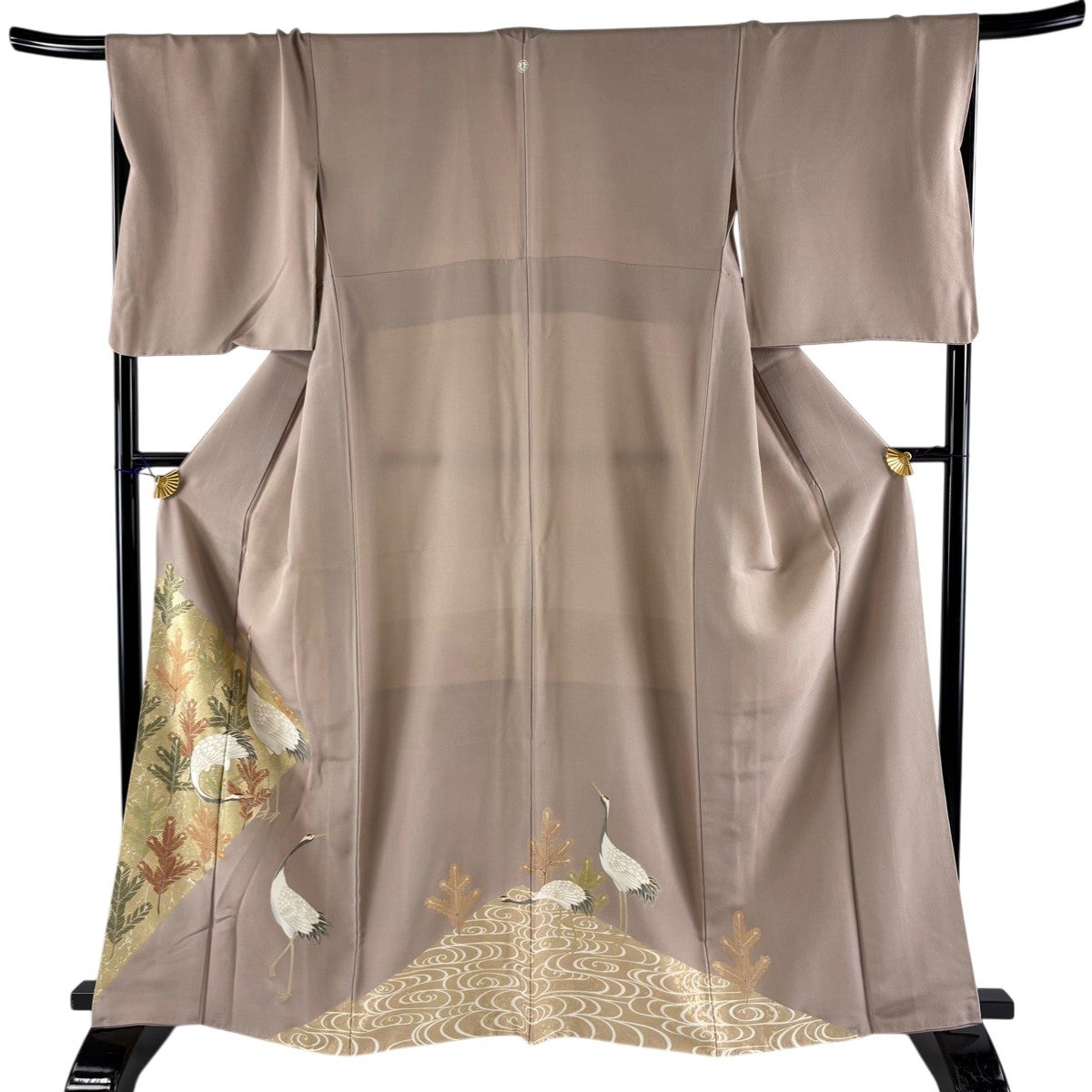 色留袖 身丈164cm 裄丈68.5cm 正絹 秀品 【中古】 色留袖 身丈164.5cm 裄丈66cm M 袷 風景 建物 ぼかし 灰緑 正絹 秀品