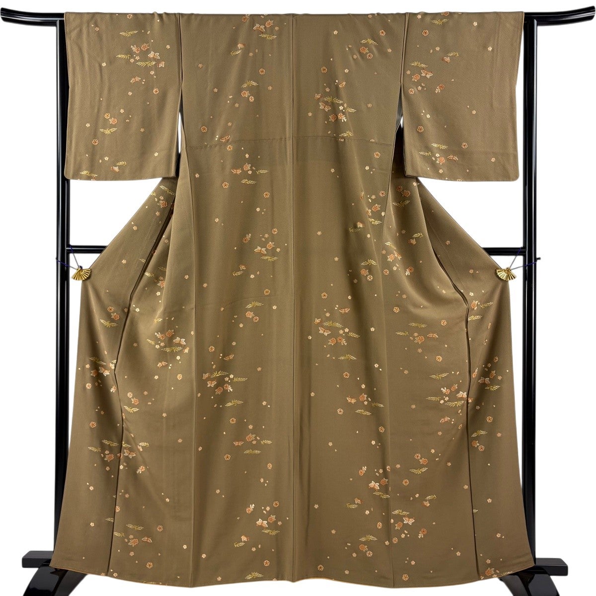 30%OFF 【美品】 小紋 身丈161.5cm 裄丈67cm M 袷 鈴乃屋 草花 流水