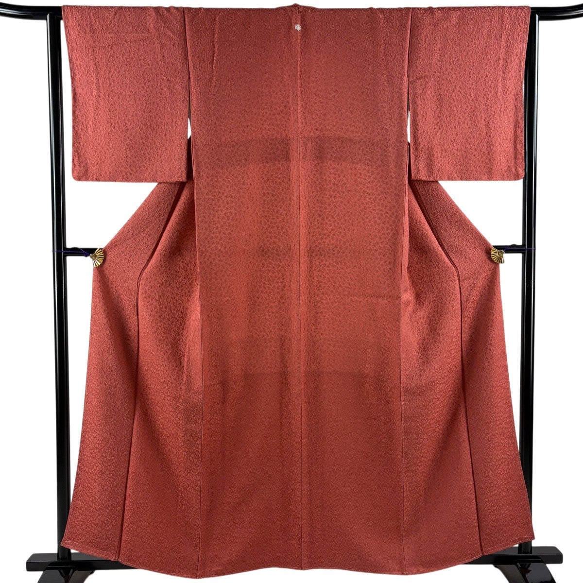 美品】 色無地 身丈158cm 裄丈64.5cm M 袷 地紋 濃ピンク 正絹 優品 一