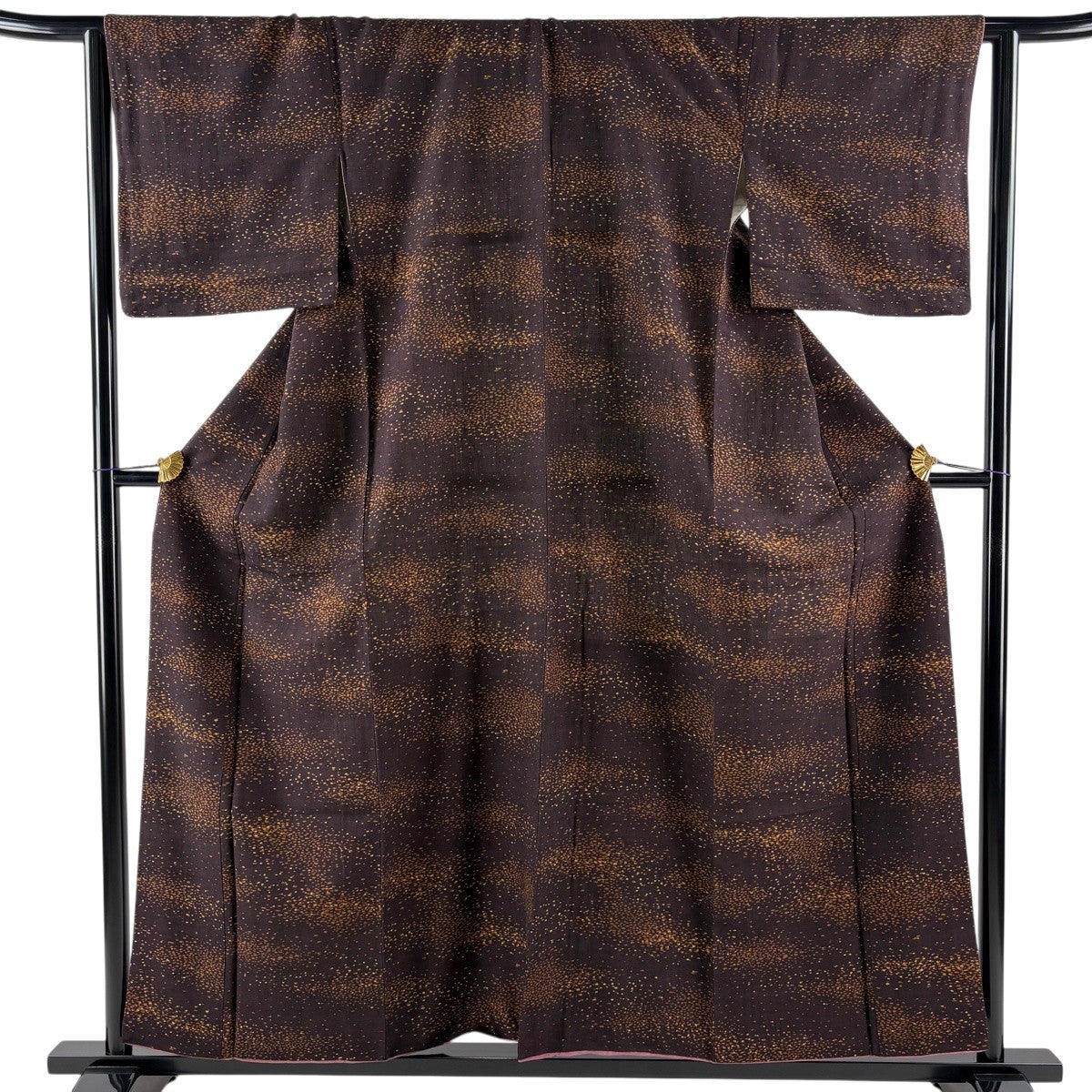 小紋 身丈161.5cm 裄丈65cm M 袷 葉と実 青灰色 化繊 優品｜中古・古着