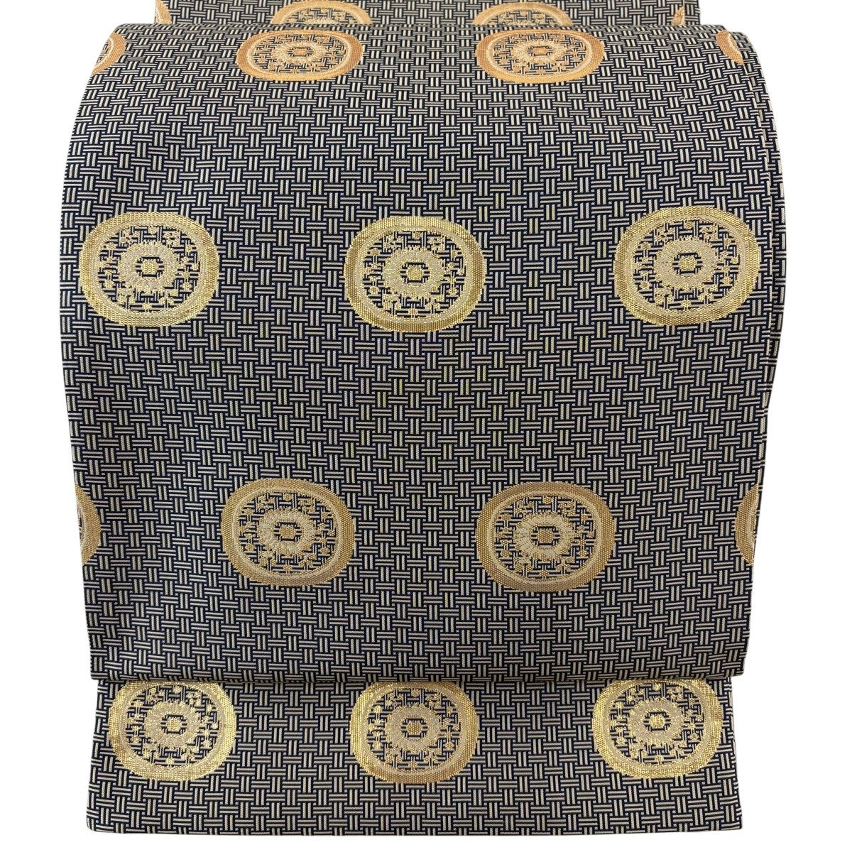 美品】 袋帯 逸品 龍村平蔵 落款あり 本袋 鶴壽金華山文錦 箔 オレンジ