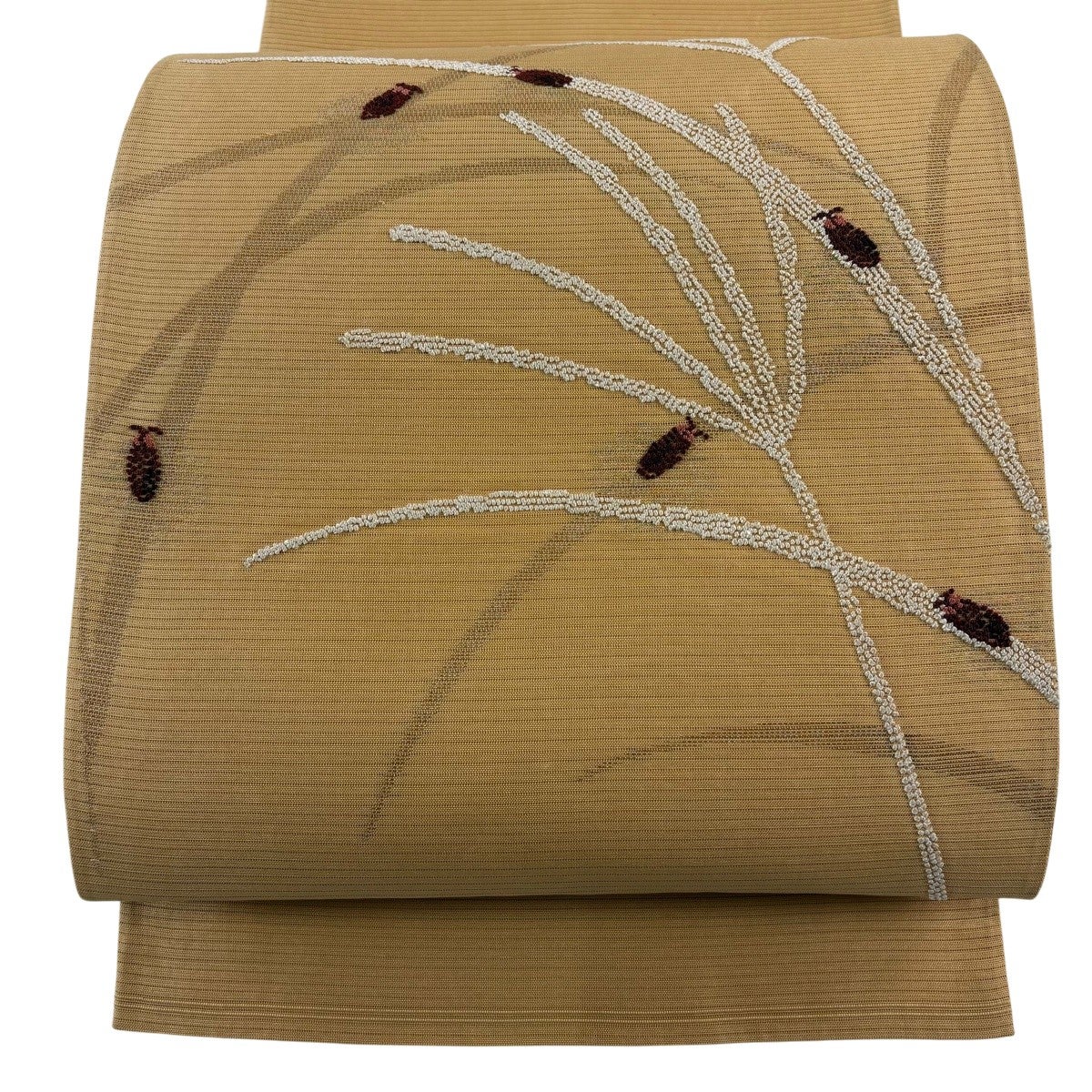 名古屋帯 秀品 夏帯 羅 八寸名古屋帯 扇面 薄茶色 正絹｜中古・古着