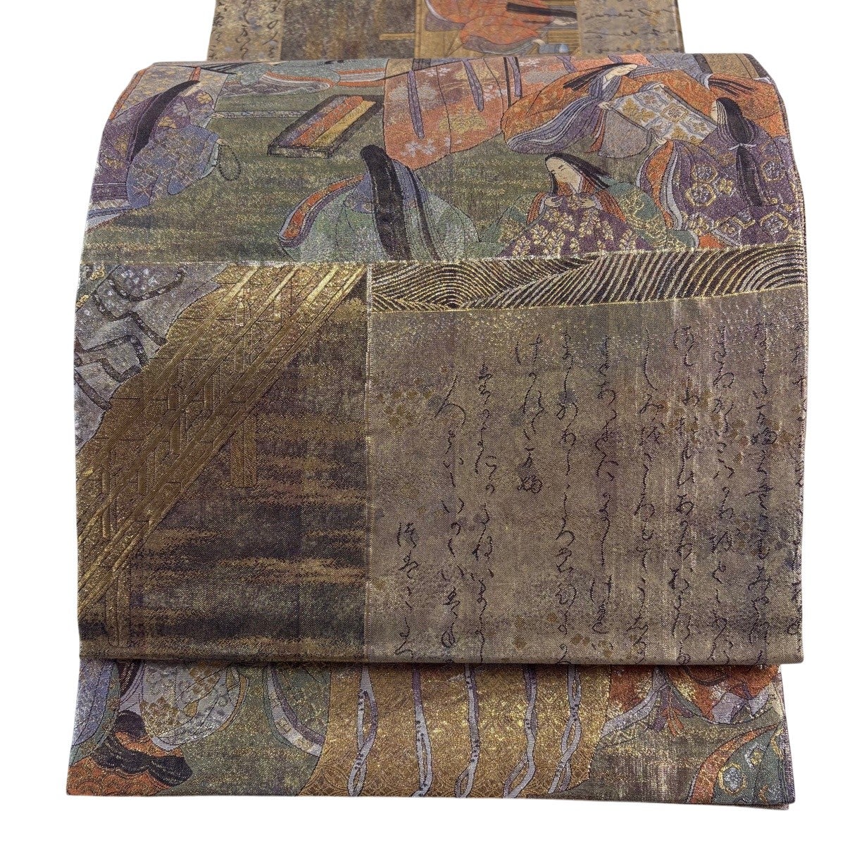 美品】 袋帯 名品 落款あり 徳川美術館秘蔵 能楽百扇 24金プラチナ三重