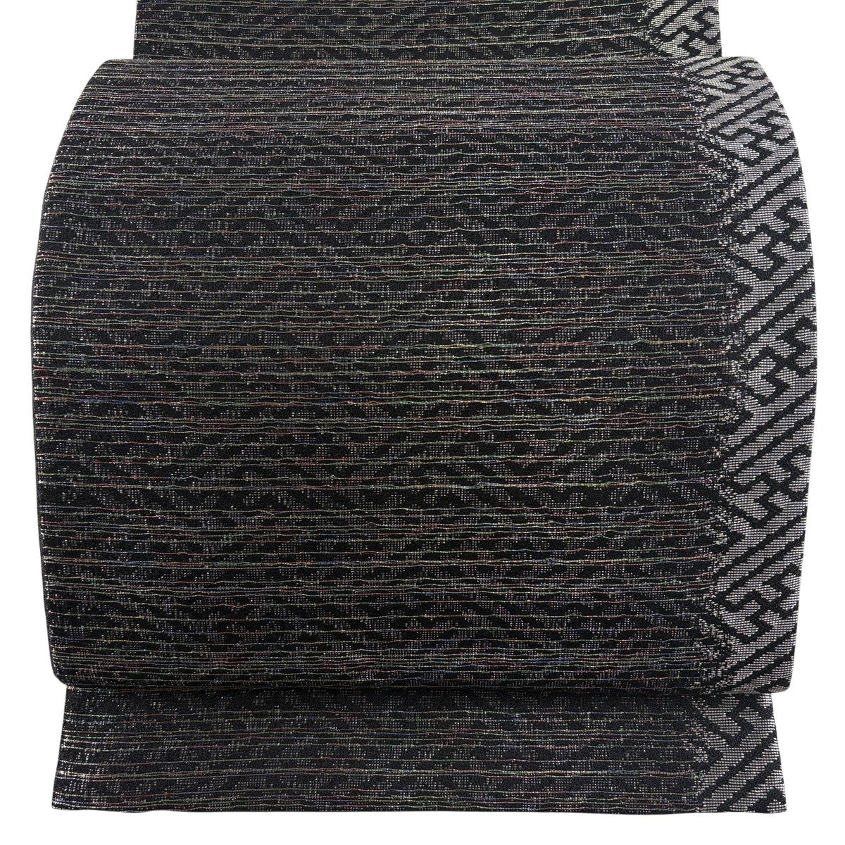 (最終市) No.2940 正絹作家物「斉藤三才」麻の葉金糸箔袋帯　落款　美品 美品】 袋帯 名品 斉藤三才 落款あり 鱗 紗綾形 金糸 焦茶色 六通 正絹
