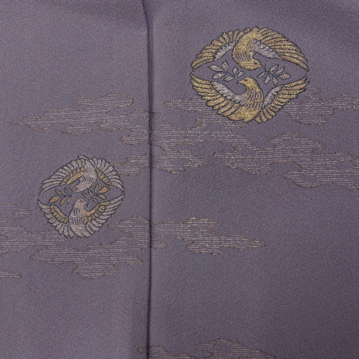 付下げ 身丈151cm 裄丈62cm S 袷 鳥 霞 金銀糸 薄紫 正絹 優品｜中古