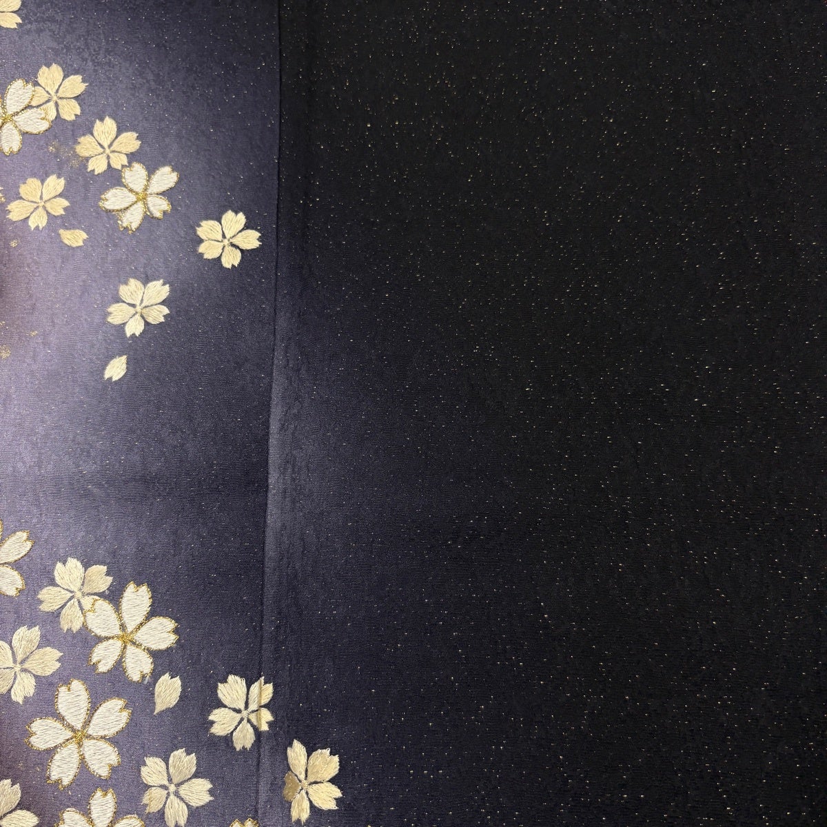 美品】 振袖 身丈161.5cm 裄丈68cm L 袷 やまと 桜 刺繍 金通し 黒