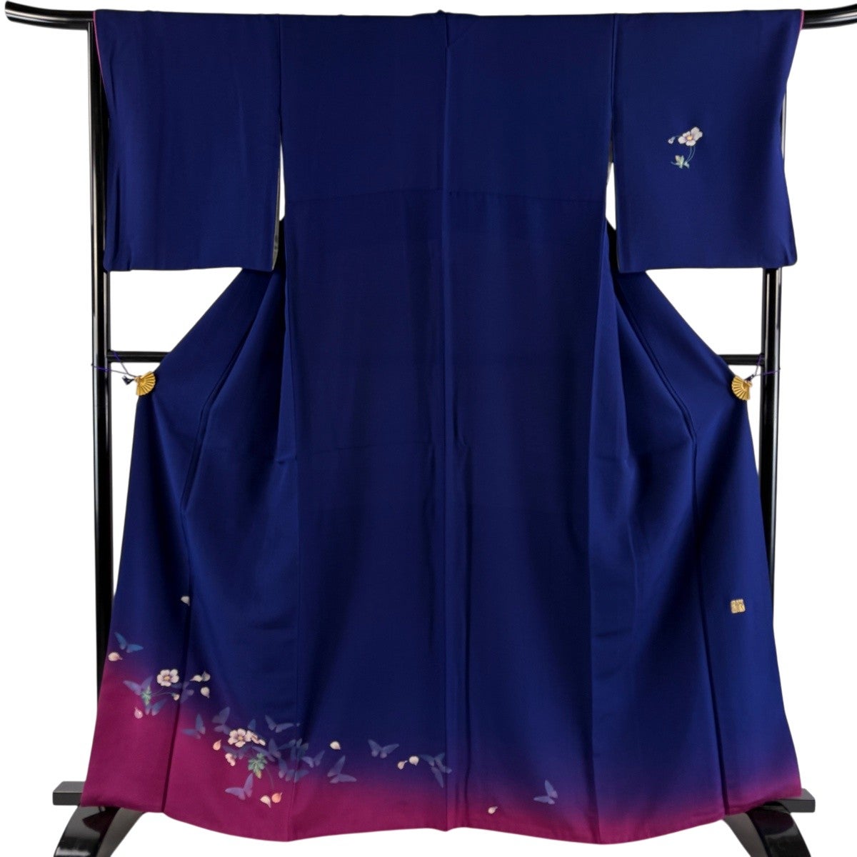美品】 訪問着 身丈173.5cm 裄丈67.5cm L 袷 甲斐泰造 落款あり 蝶