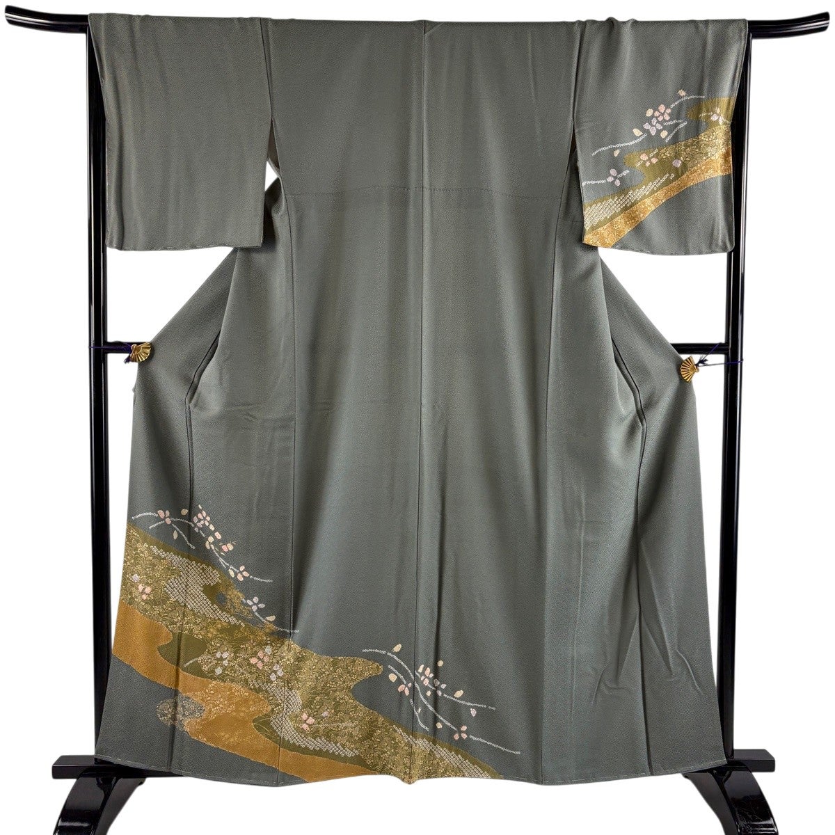 小紋　身丈164　裄68　ちりめん　幾何学　正絹　着物　033b p 美品】 小紋 身丈156.5cm 裄丈64cm M 袷 幾何学模様 総絞り 黒 正絹 秀