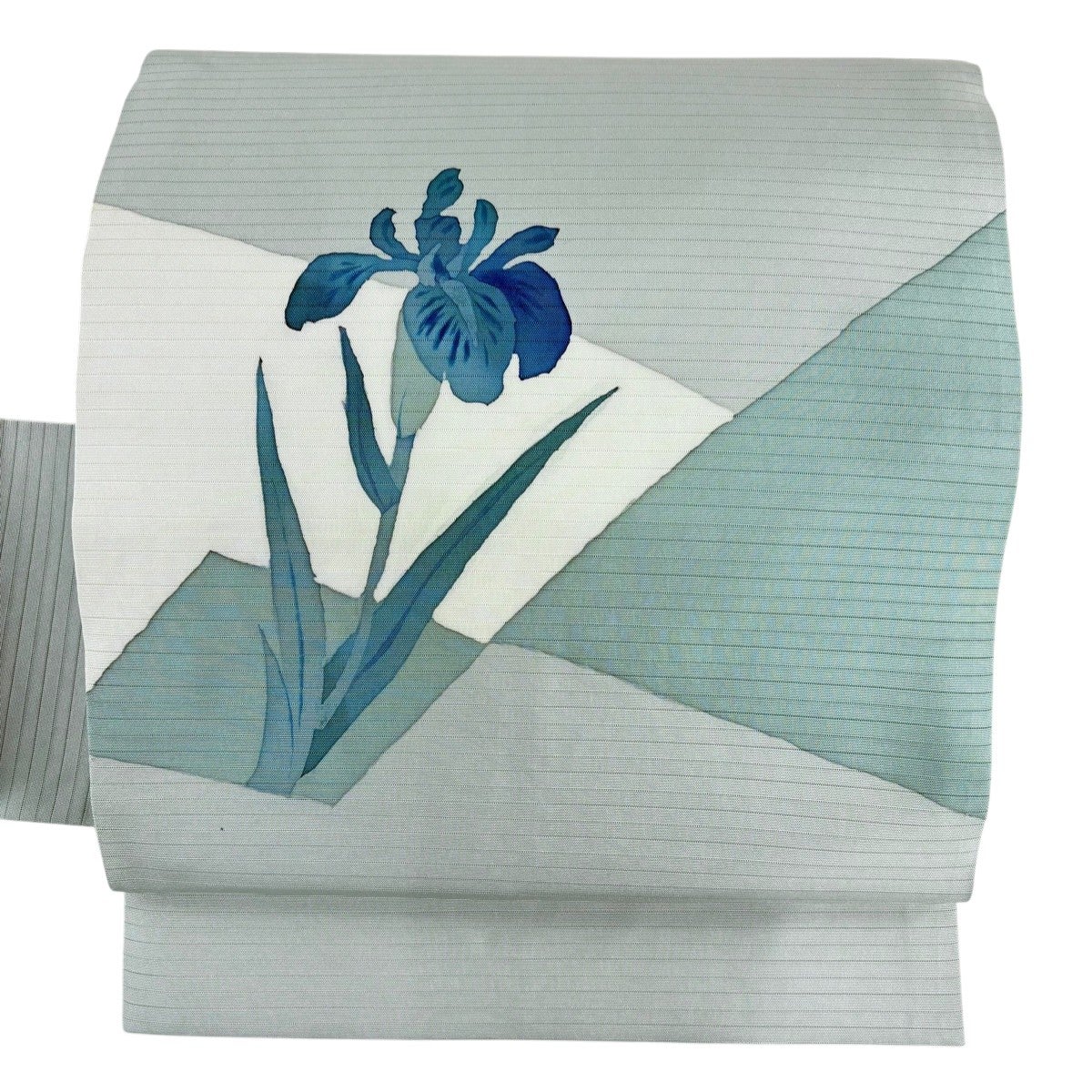 美品】 名古屋帯 秀品 落款あり 夏帯 絽 菖蒲 水色 正絹｜中古・古着
