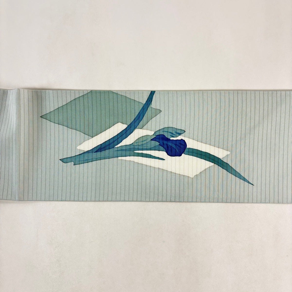 美品】 名古屋帯 秀品 落款あり 夏帯 絽 菖蒲 水色 正絹｜中古・古着