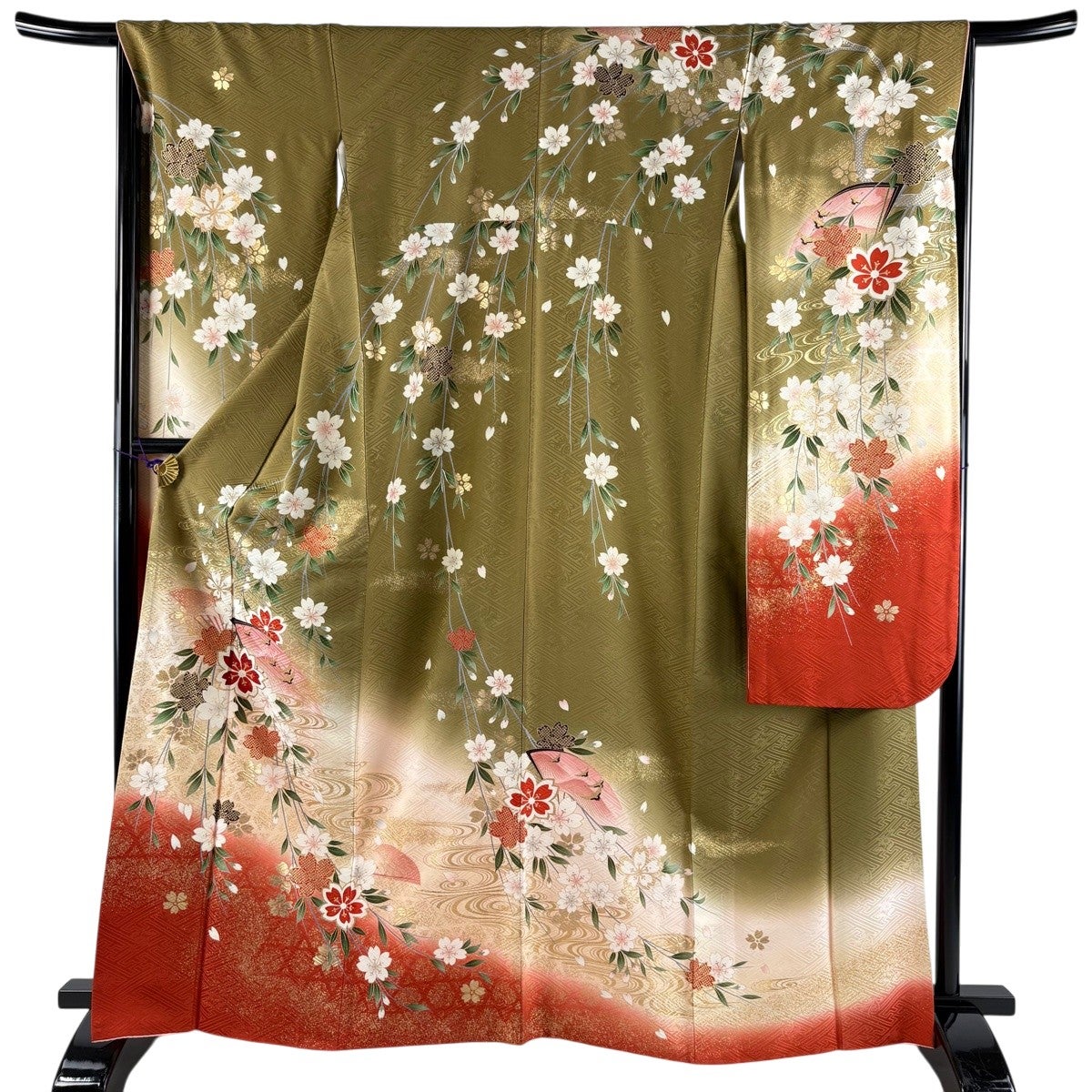 振袖 身丈163.5cm 裄丈66cm M 袷 谷崎潤一郎之世界 落款あり 牡丹 桜