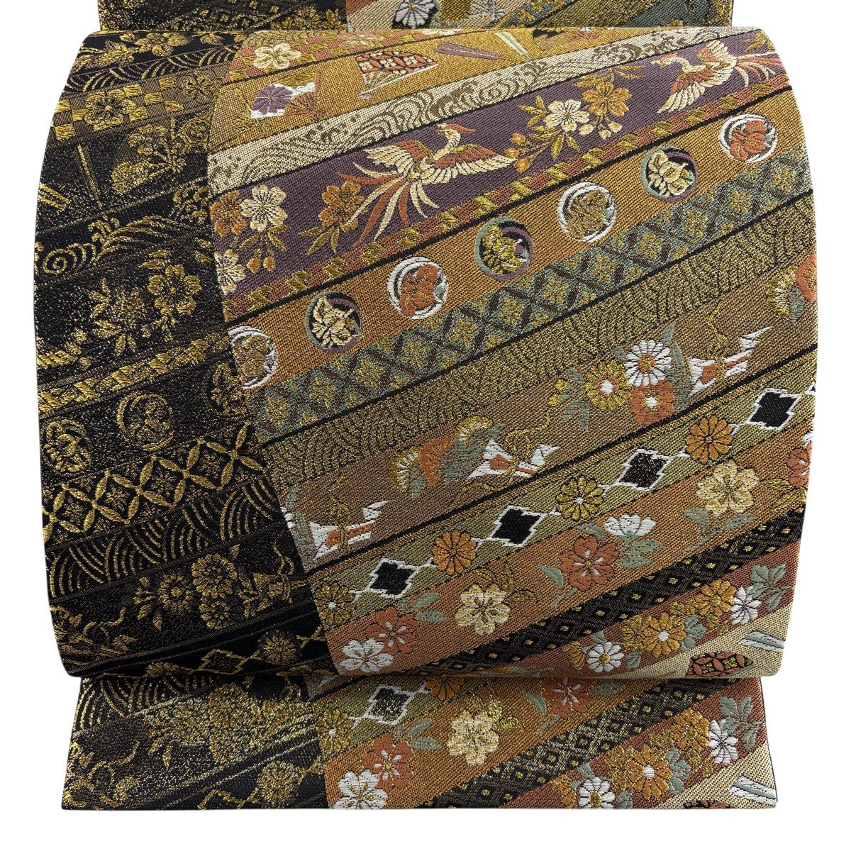 美品】 袋帯 秀品 草花 鳥 金糸 箔 金色 六通 正絹｜中古・古着