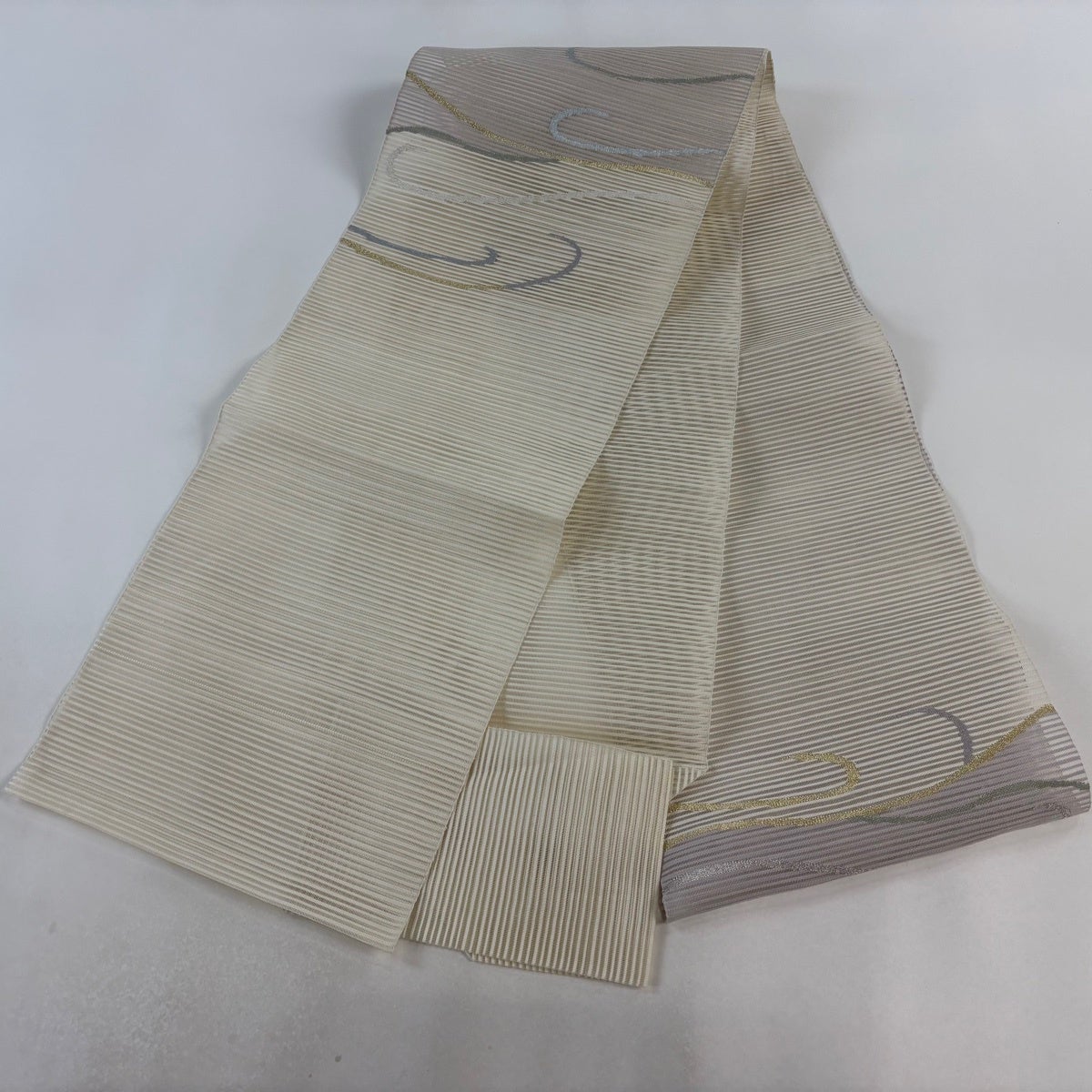 美品】 名古屋帯 秀品 夏帯 絽 松葉仕立て 八寸名古屋帯 流水 金糸
