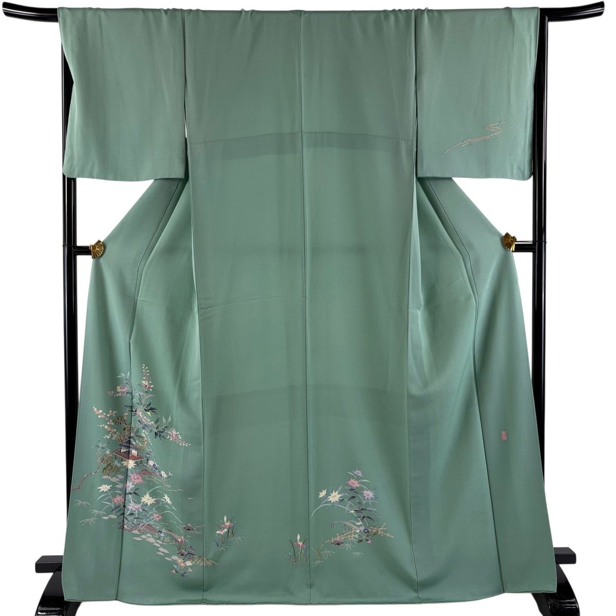 美品】 付下げ 身丈169cm 裄丈68.5cm L 袷 岡本幸治 落款あり 建物