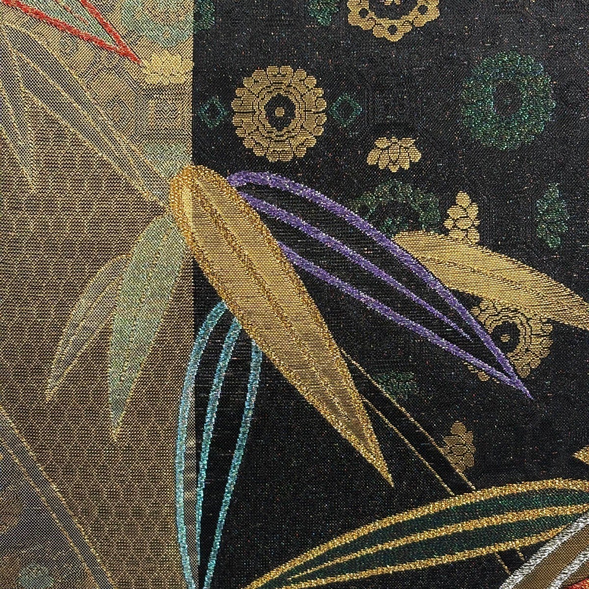 袋帯 秀品 竹 蜀江華文 金糸 箔 黒 六通 正絹｜中古・古着・リサイクル