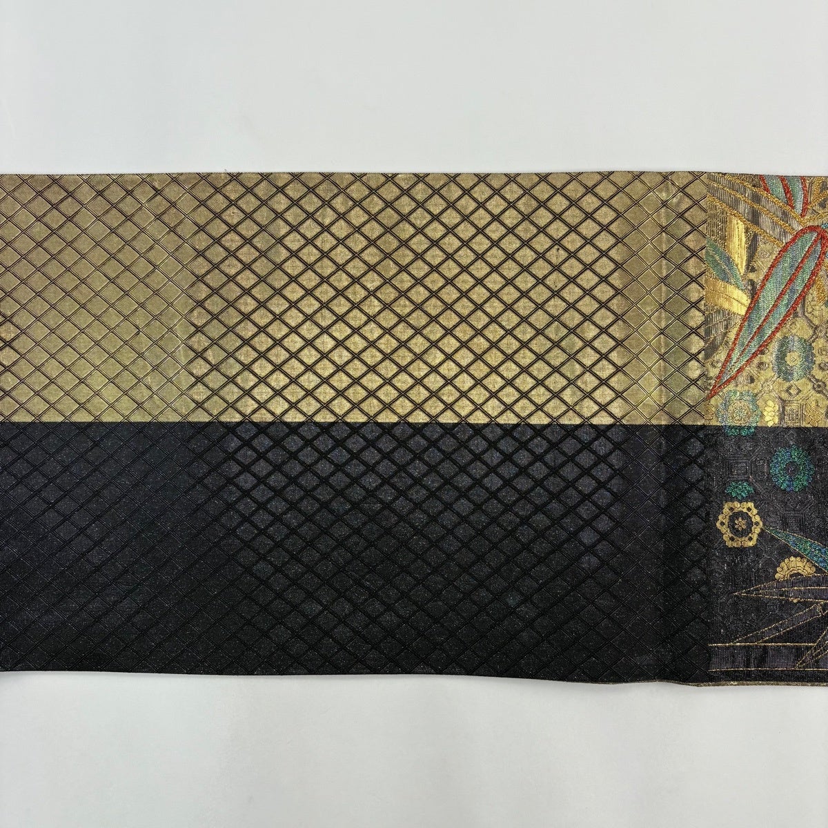 袋帯 秀品 竹 蜀江華文 金糸 箔 黒 六通 正絹｜中古・古着・リサイクル