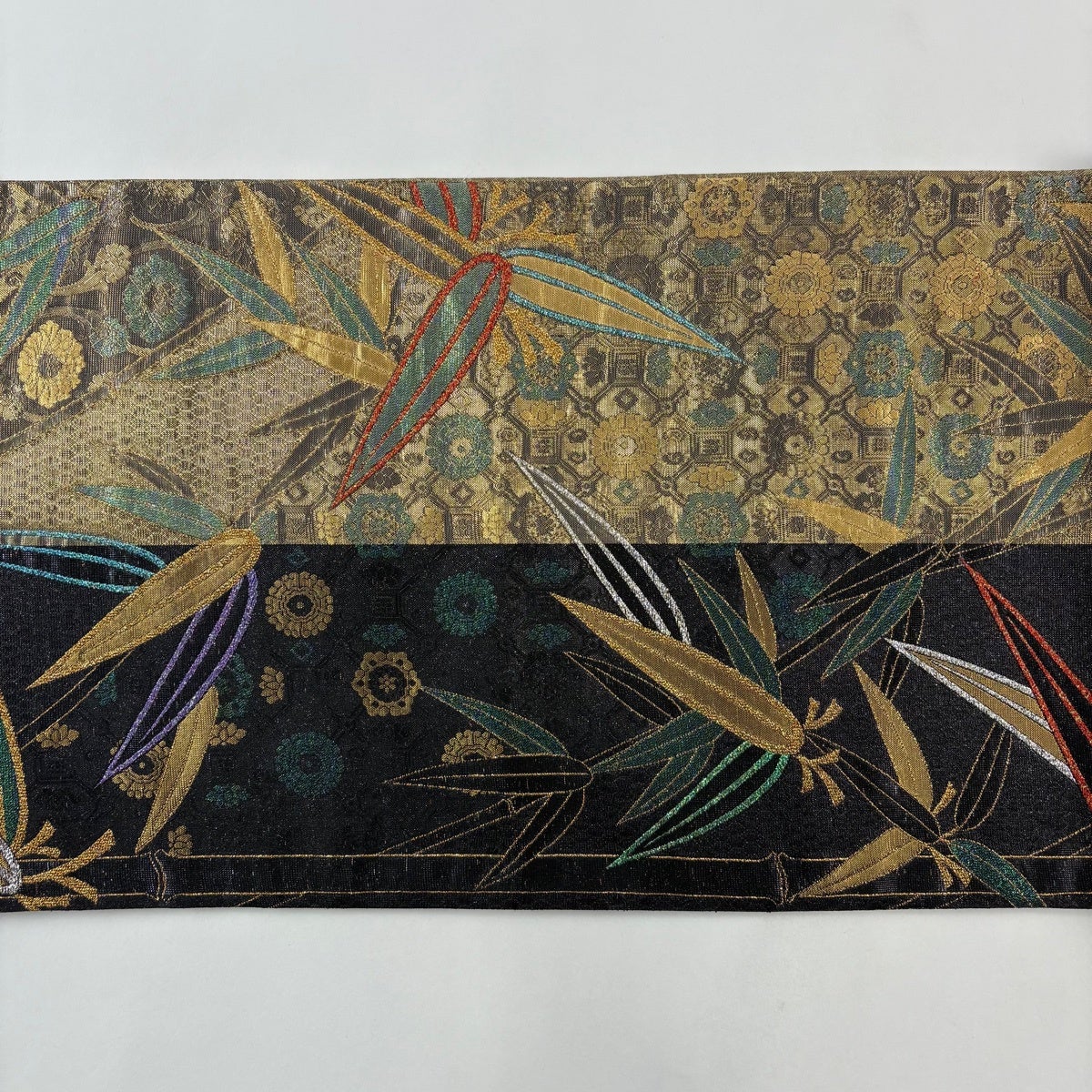 袋帯 秀品 竹 蜀江華文 金糸 箔 黒 六通 正絹｜中古・古着・リサイクル