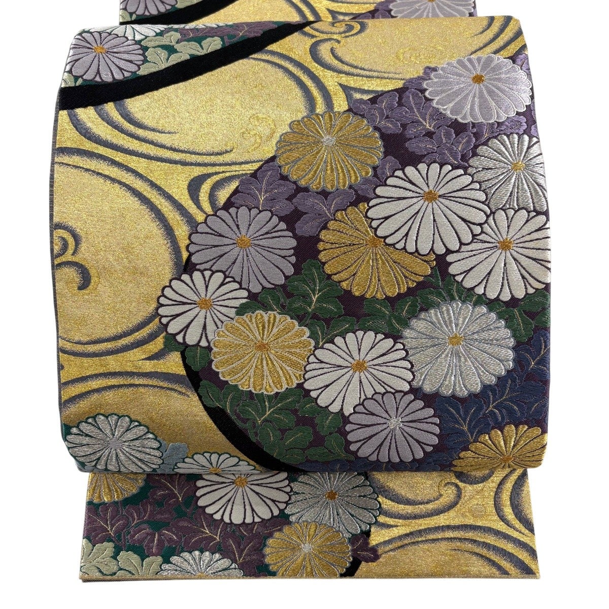 袋帯 名品 夏帯 絽 鹿 枝花 金銀糸 箔 茶紫 六通 正絹｜中古・古着