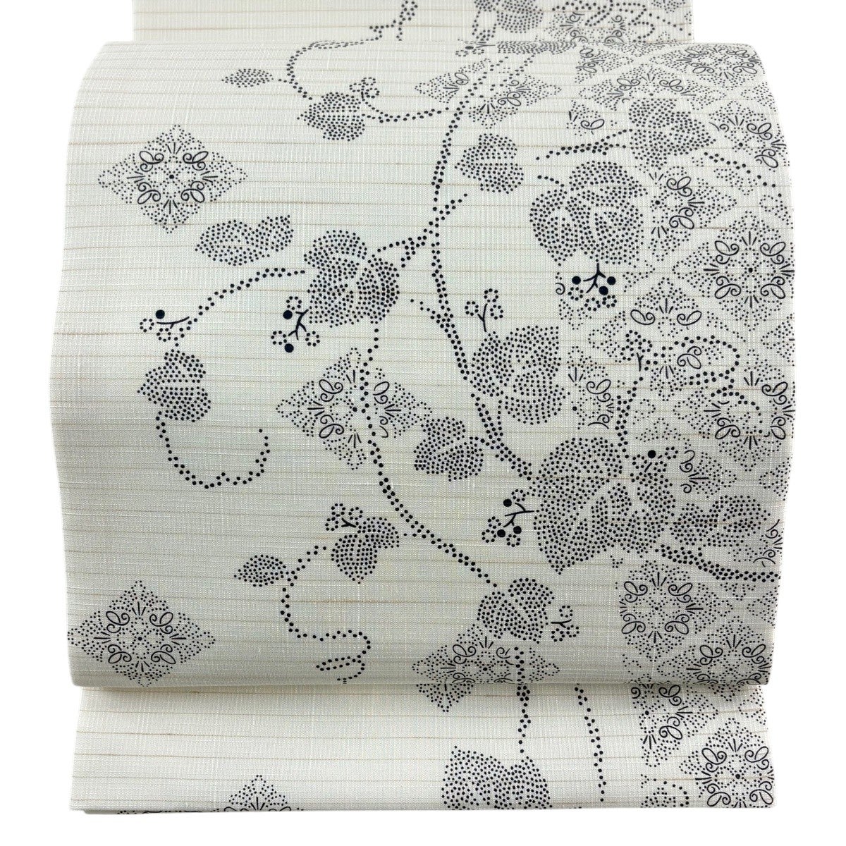 美品】 開き名古屋帯 逸品 夏帯 蔦 花 白 正絹｜中古・古着