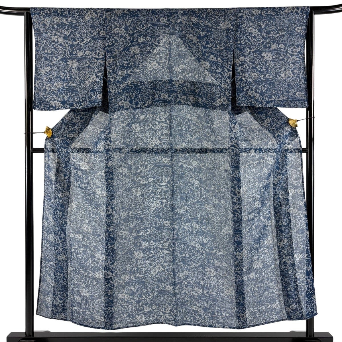 美品】 小紋 身丈155cm 裄丈63.5cm S 薄物 夏紬地 小千谷縮 落款あり