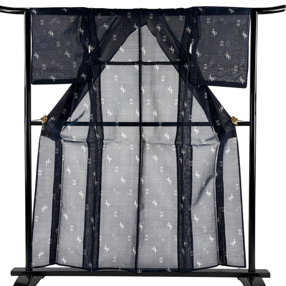 美品】 紬 身丈156.5cm 裄丈63cm S 薄物 夏紬 燕 絣柄 紺色 正絹 名品