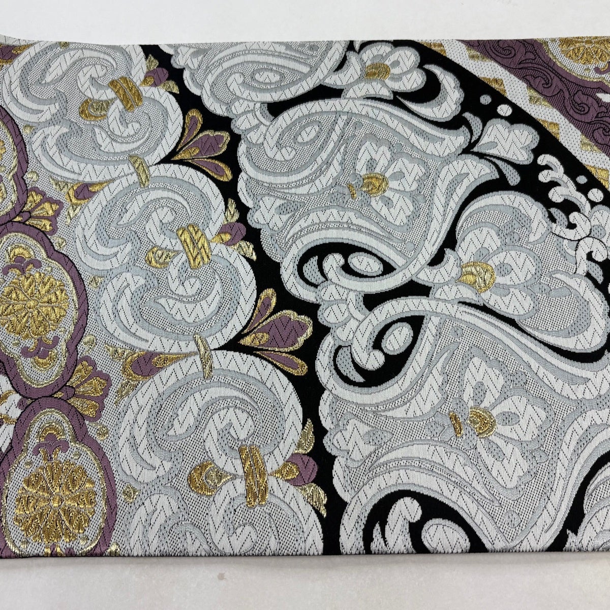 ★正絹 袋帯★金糸・銀糸 花唐草文様★ 美品】 袋帯 名品 花唐草 金糸 刺繍 黒 六通 正絹｜中古・古着