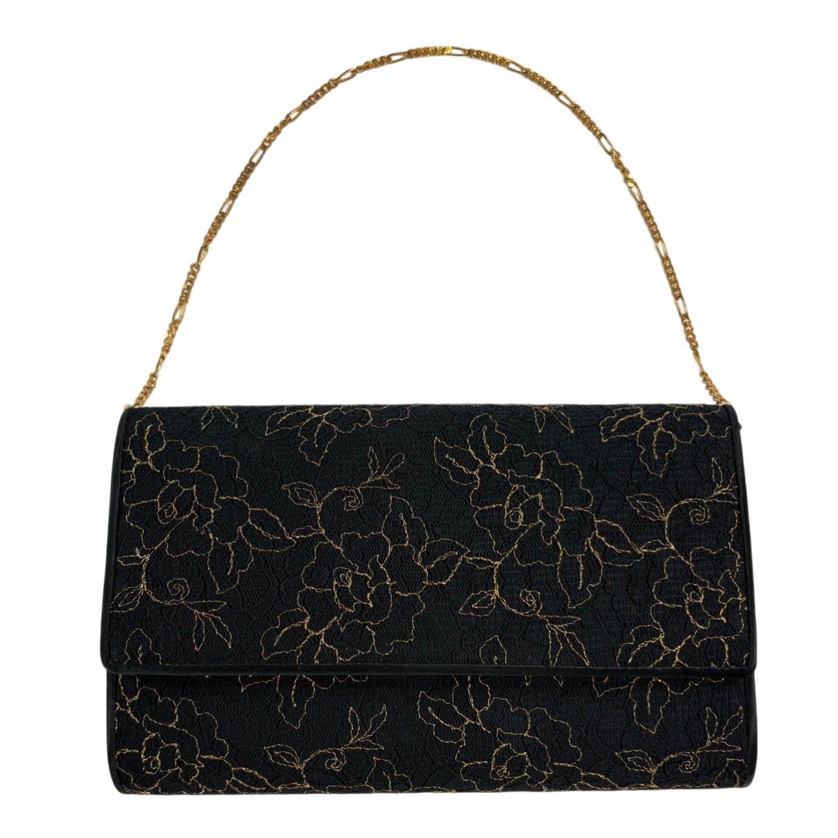 50%OFF 和装バッグ 優品 フォーマル2WAY 花唐草 金糸 レース 黒 正絹