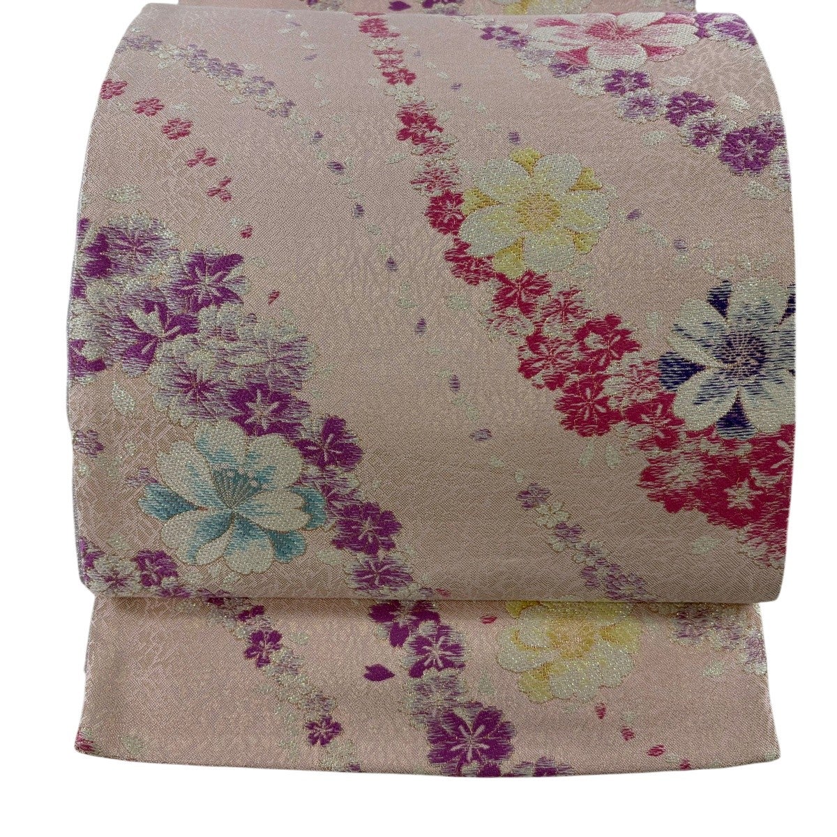袋帯 名品 やまと 桜 花びら 金糸 箔 ピンク 六通 正絹｜中古・古着