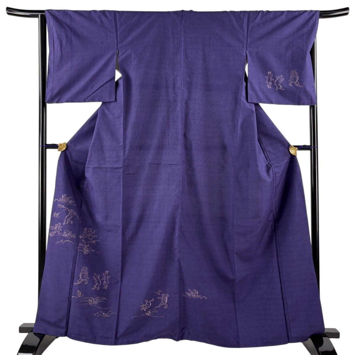 名古屋帯 逸品 正絹 【中古】 40%OFF 名古屋帯 逸品 落款あり 鳥獣戯画 縮緬 薄緑 正絹 K30｜中古