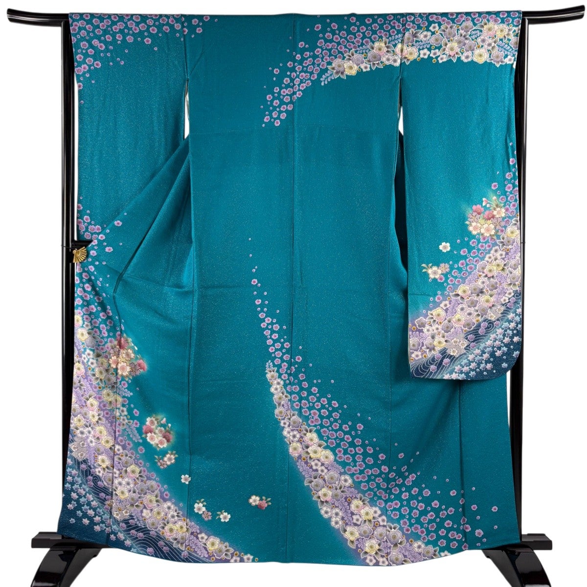 振袖 身丈164cm 裄丈65.5cm 正絹 名品 【中古】 振袖 身丈164cm 裄丈68.5cm L 袷 菊 熨斗 金糸 金彩 赤 正絹 名品