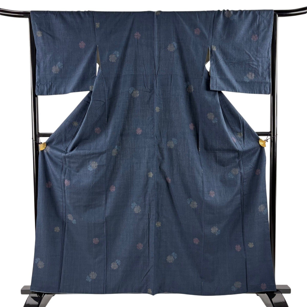 紬 身丈161.5cm 裄丈63cm S 袷 鳥 雪輪 灰紫 正絹 名品｜中古・古着