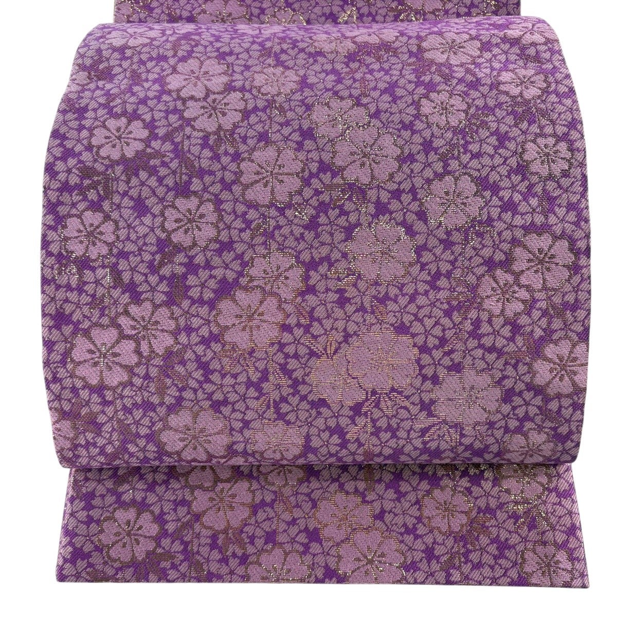 美品】 袋帯 名品 有職文様 彩色紙 金銀糸 紫 六通 正絹｜中古・古着